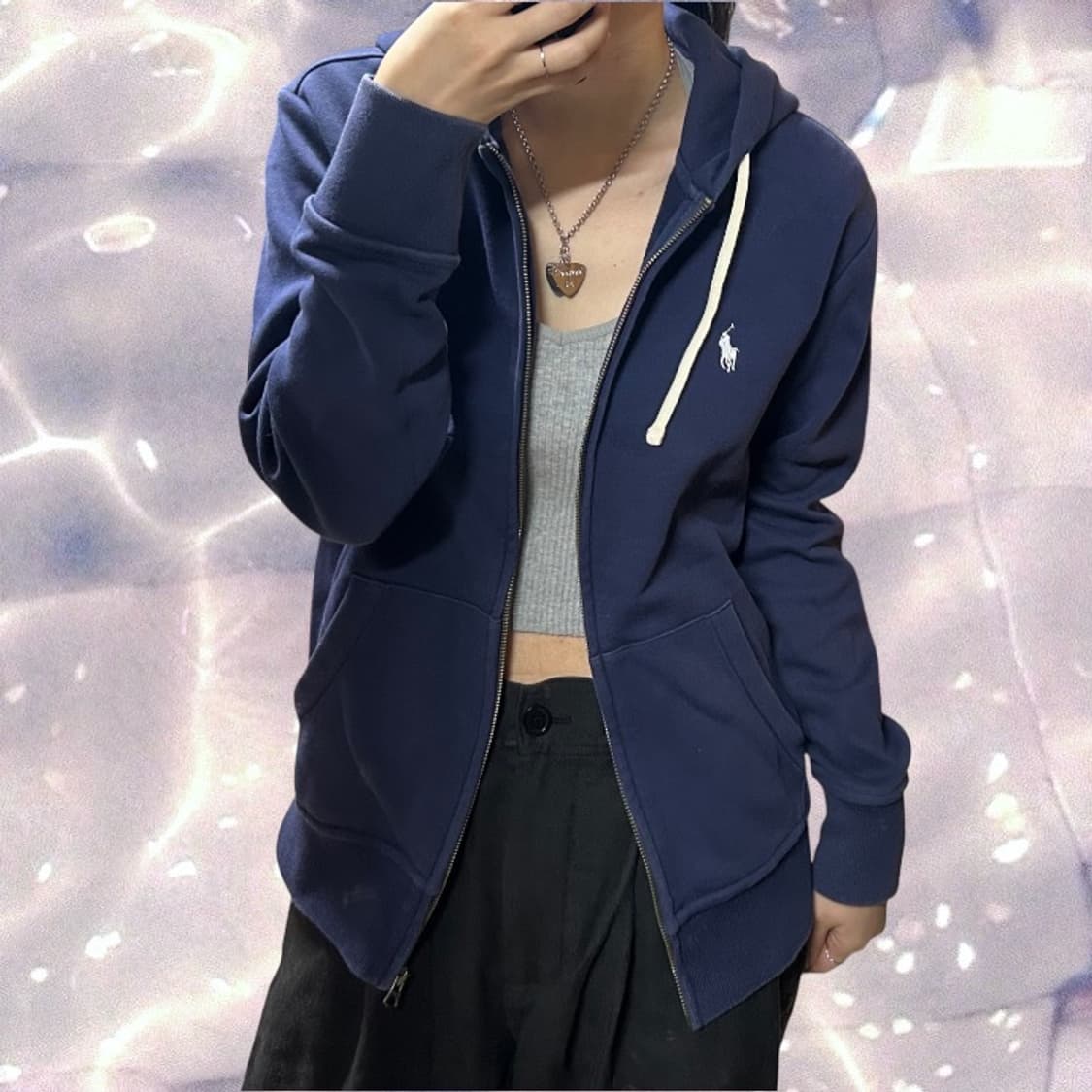 폴로 랄프로렌 신형 기모 후드집업 네이비 S 상품이미지1