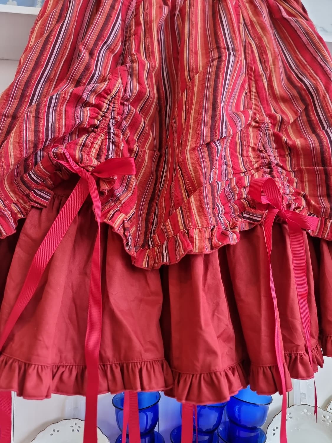 레드 스트라이프 리본 캉캉 스커트 상품이미지2