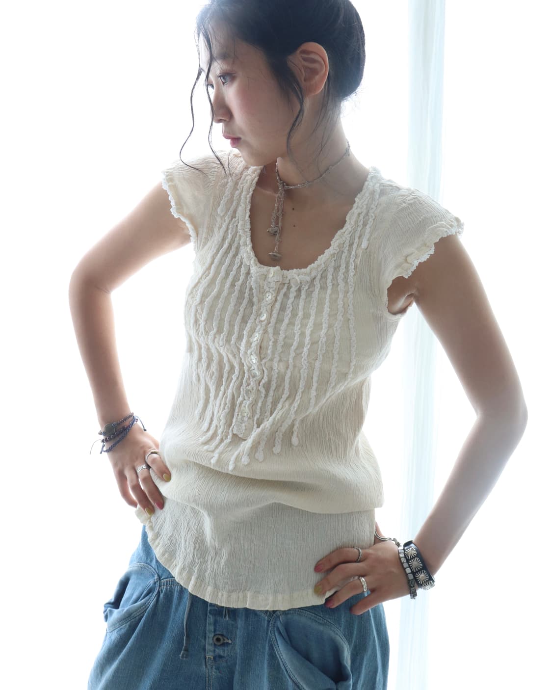 [Tsumori Chisato] Crinkle Pintuck Blouse 상품이미지1