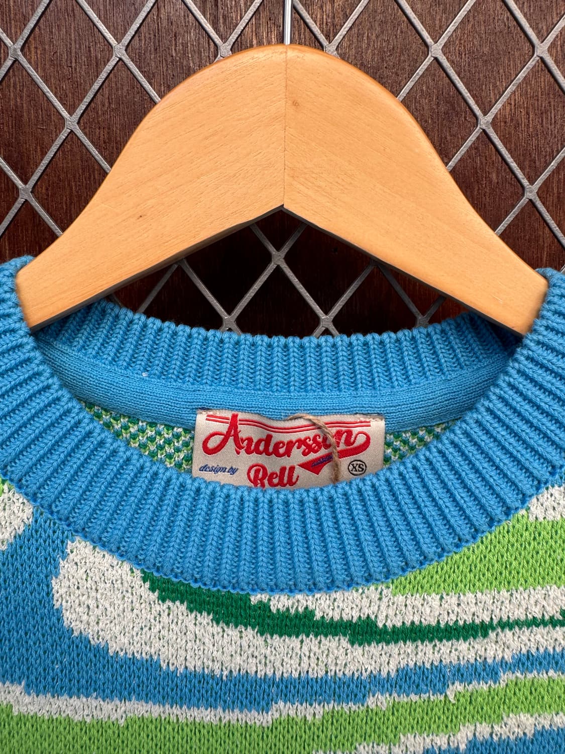 앤더슨벨 패턴 크롭 델라 자카드 반팔 니트 탑 XS 상품이미지6