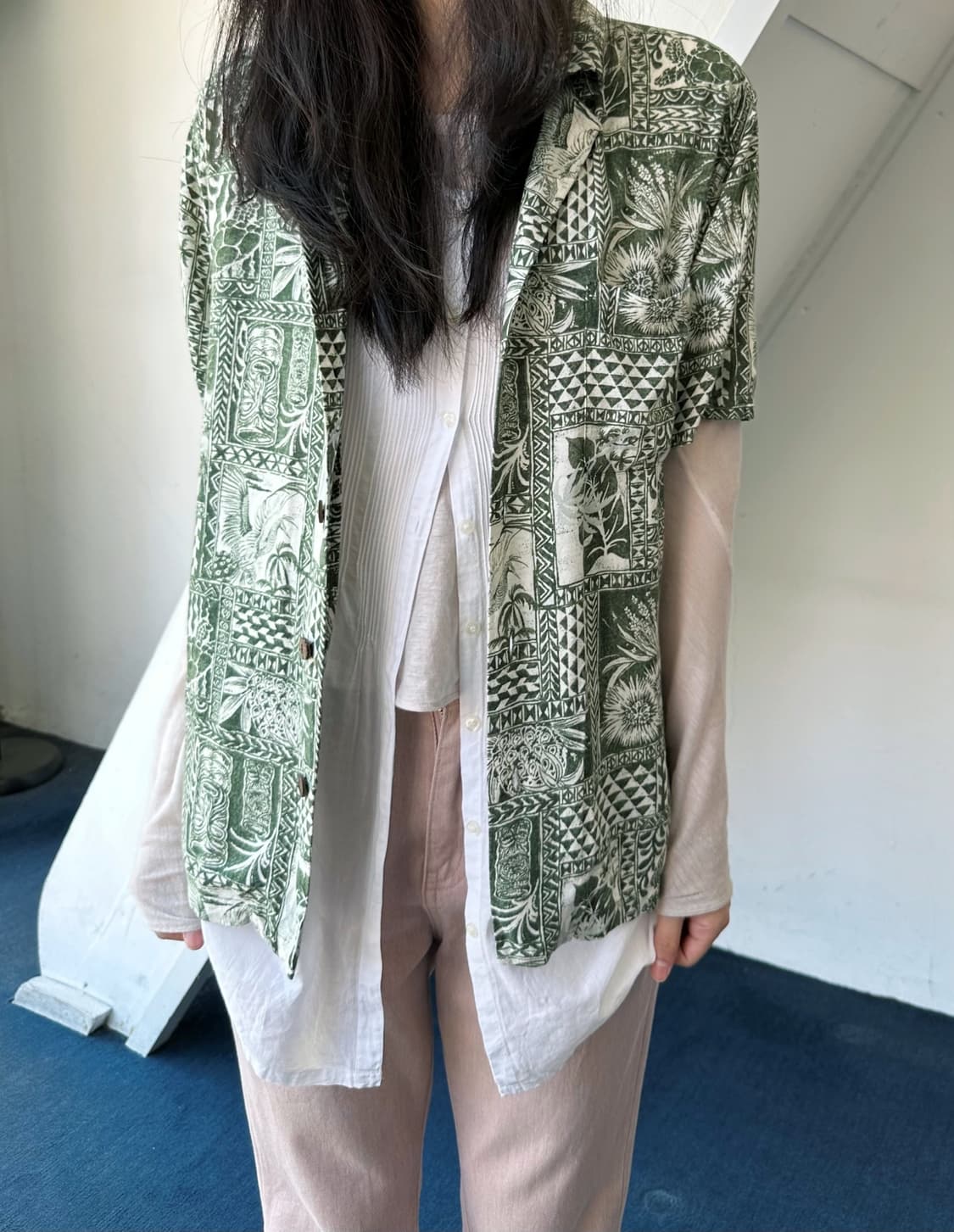 100% rayon design patterned H/S shirt 상품이미지5