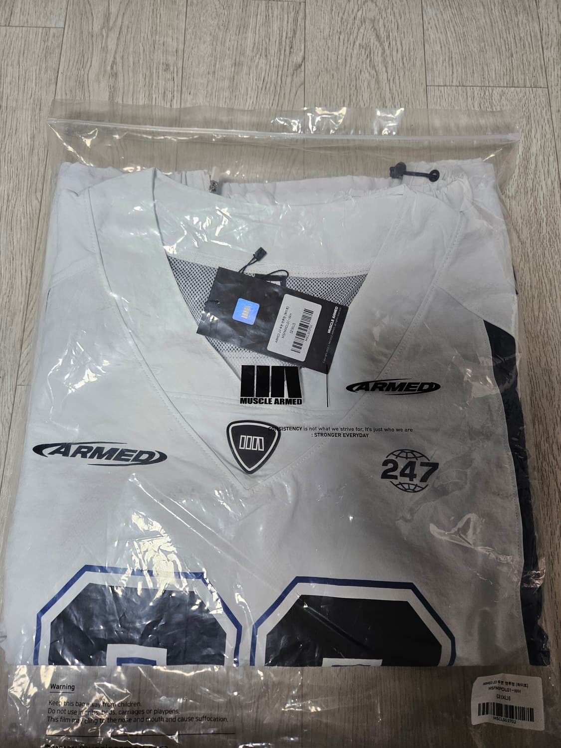 머슬암드 우븐 맨투맨 화이트 2XL 상품이미지2