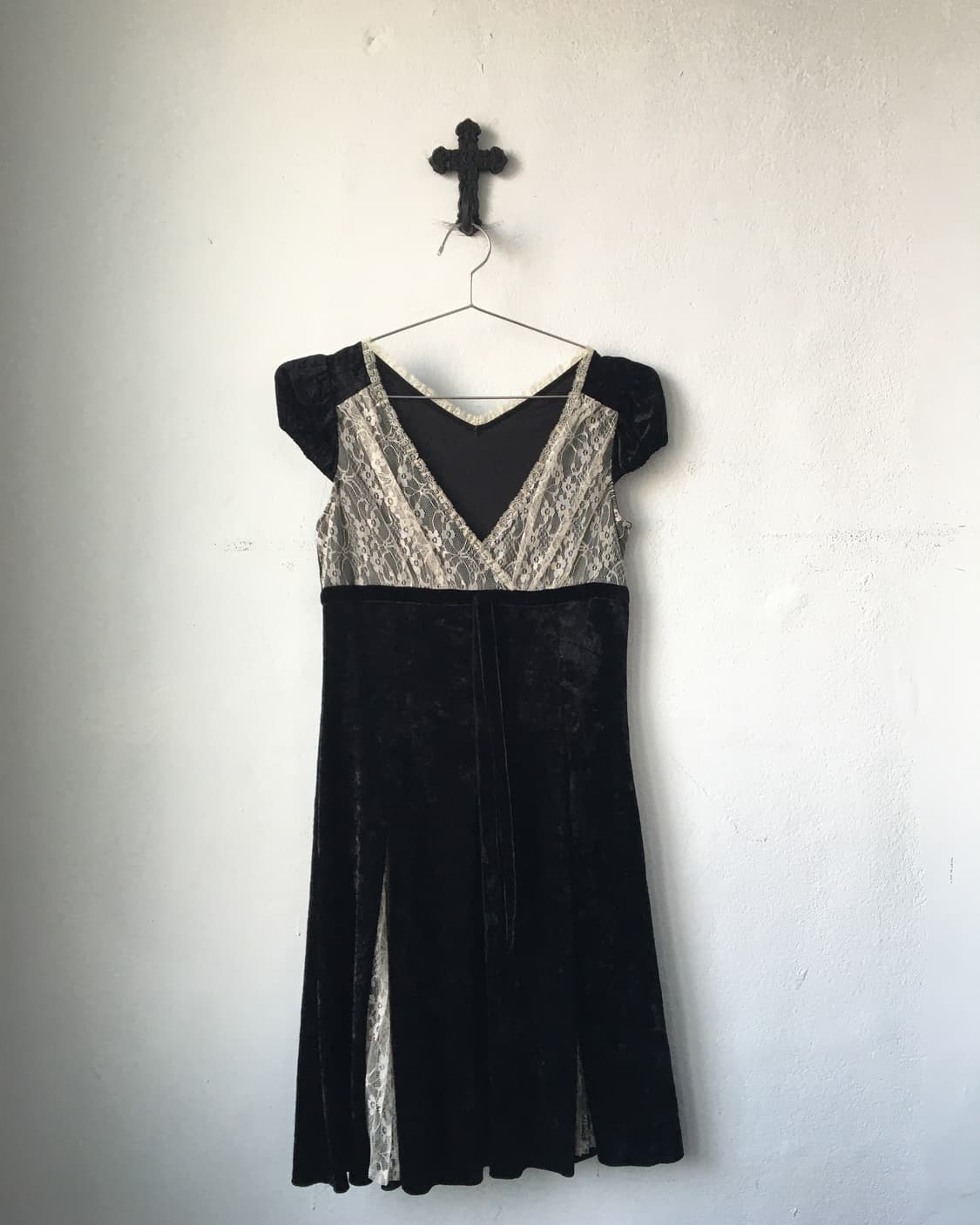 Lace point velvet onepiece 상품이미지2