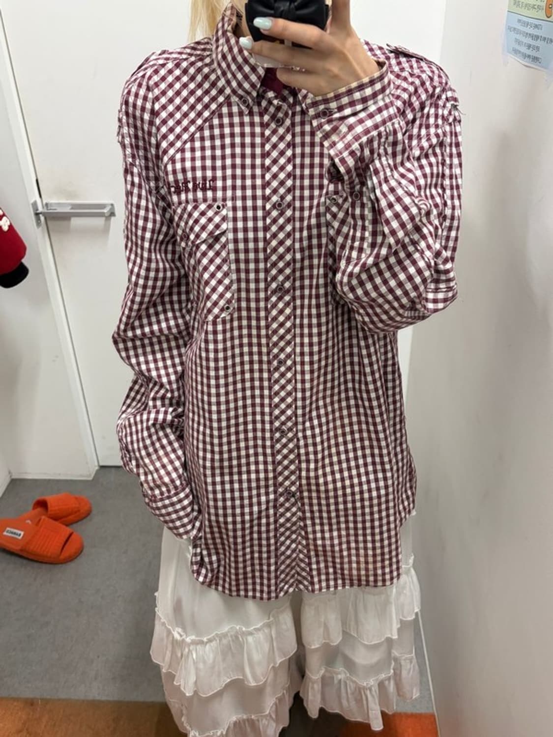 라이브 메카닉스 자수 로고 체크셔츠 상품이미지7