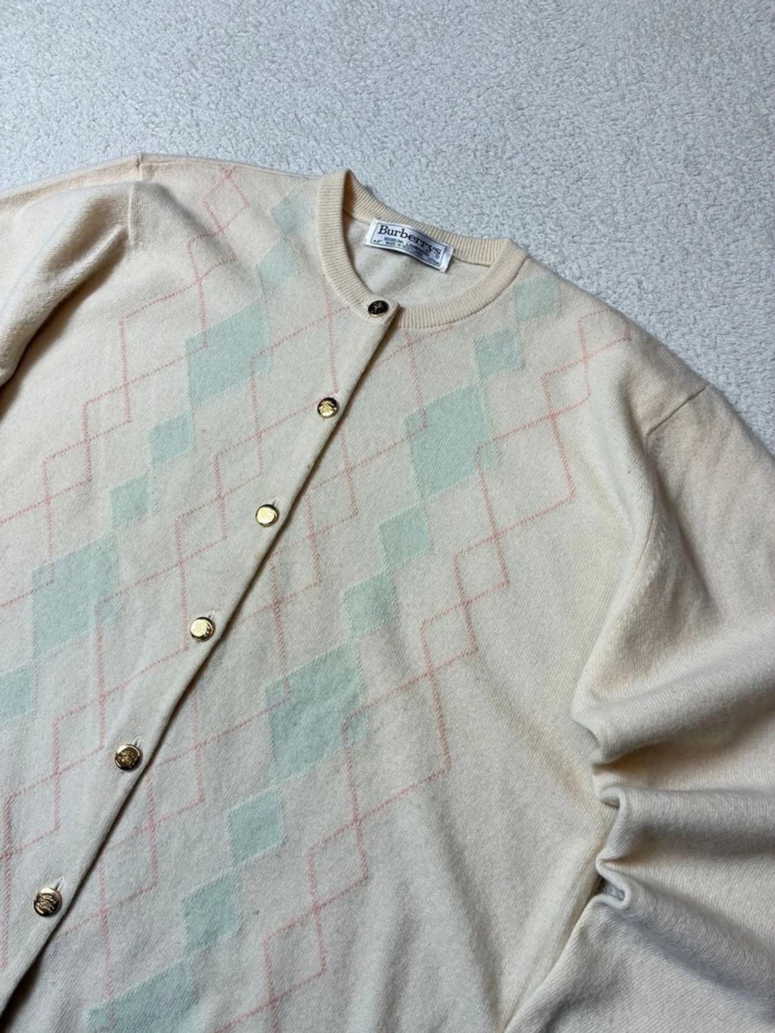 버버리 90'S 아가일 금장 버튼 램스울 니트 가디건 PN7000 상품이미지2