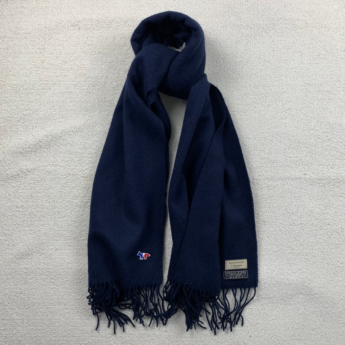 메종 키츠네 트리컬러 폭스 네이비 버진울 스카프 머플러  상품이미지2