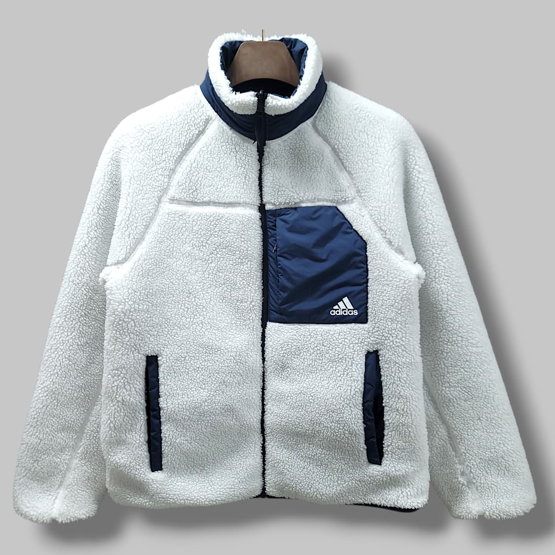 [S] 아디다스 화이트&네이비 쉐르파 리버서블 자켓 상품이미지1