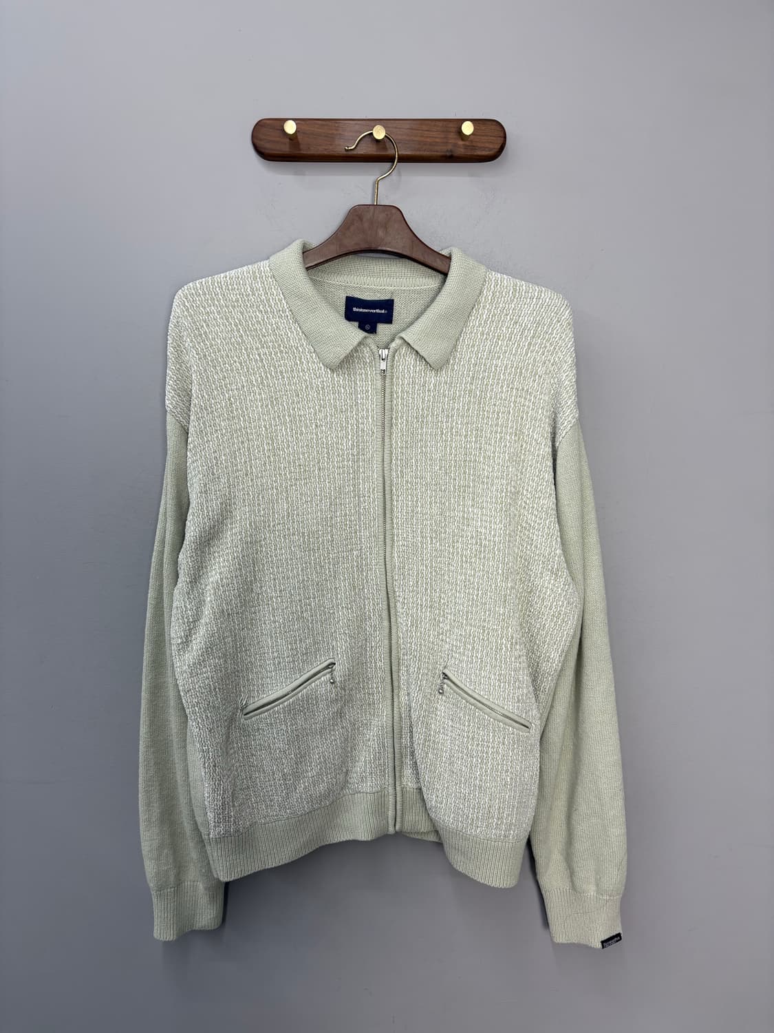 디스이즈네버댓 벨벳 니트 지퍼 폴로 아이보리 A3241 상품이미지2