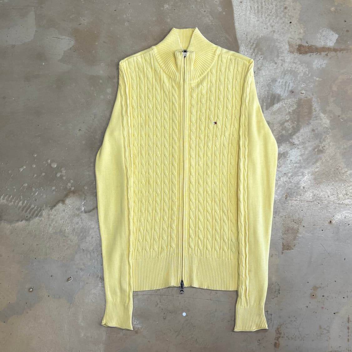 S 타미힐피거 여성용 코튼 케이블 엘로우 니트집업 상품이미지2