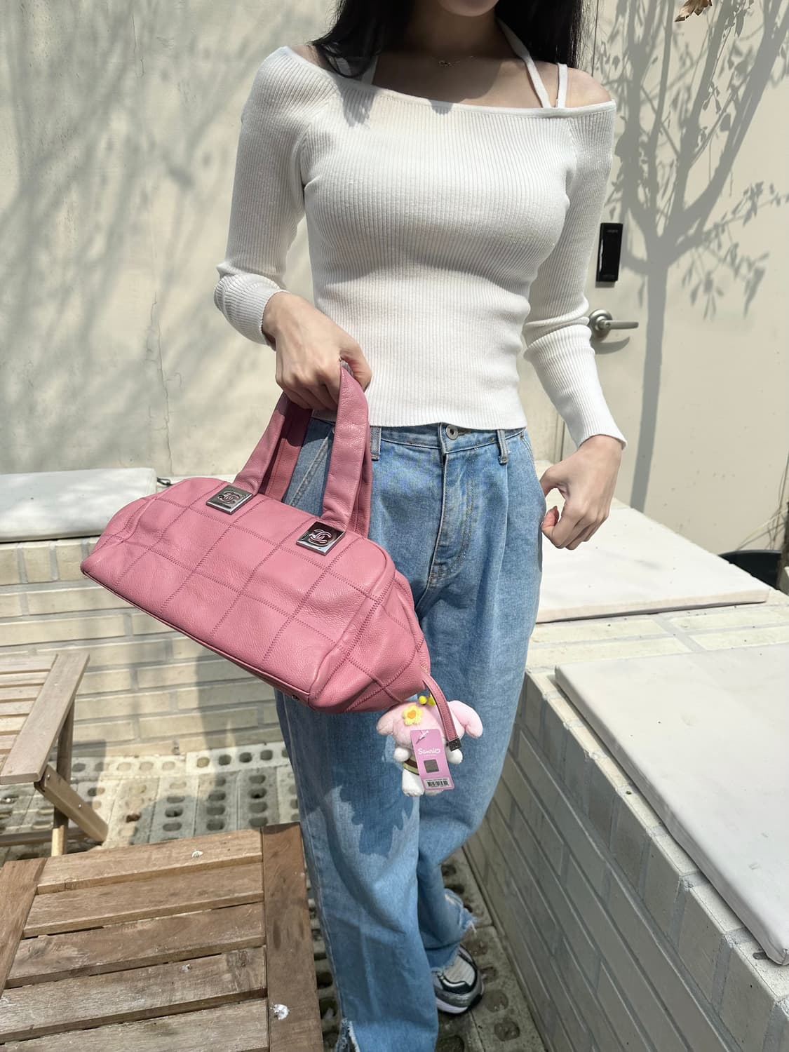 [정품] 샤넬 로고 핑크 보스턴백 상품이미지2