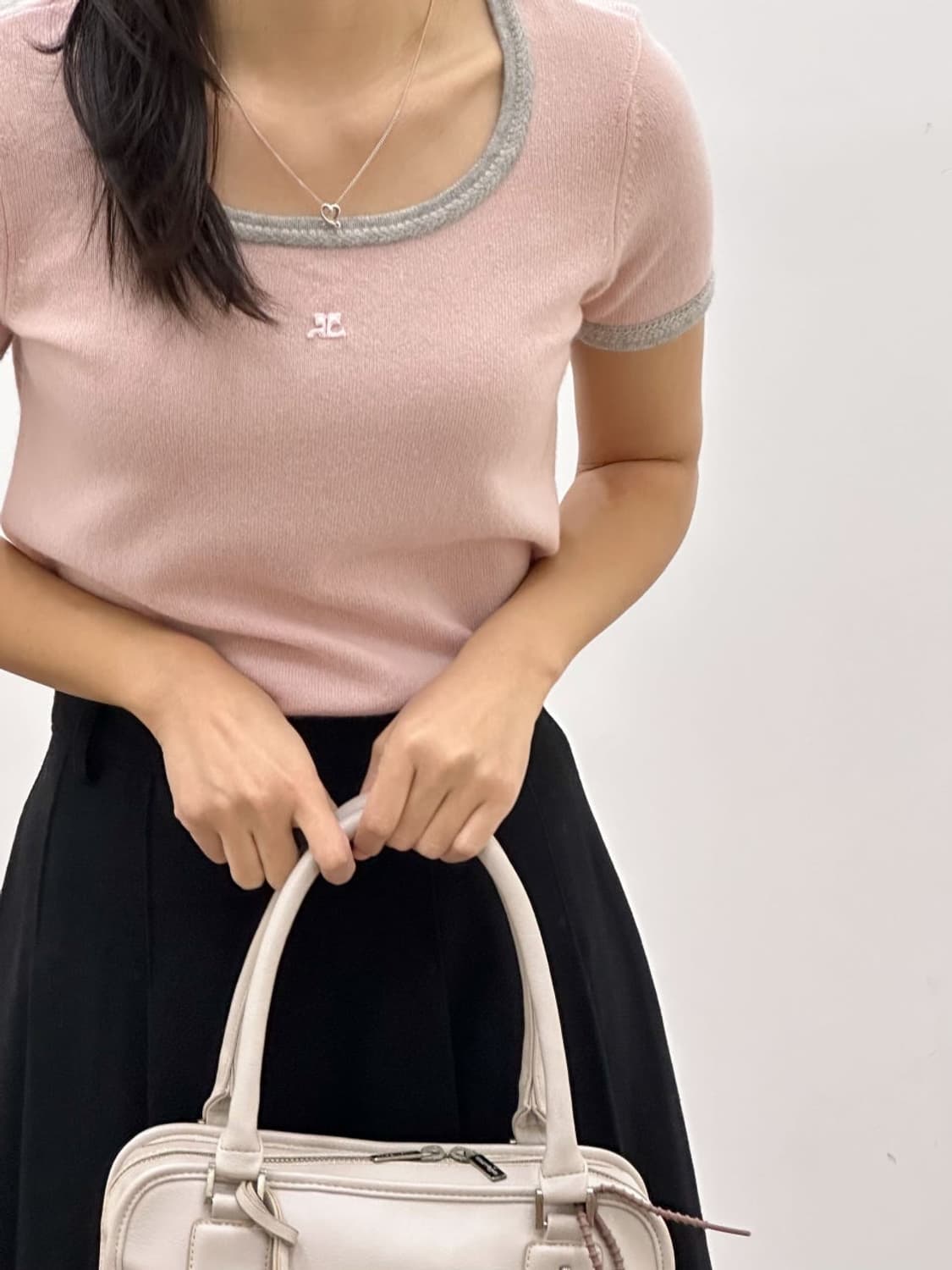 courreges / 꾸레쥬 핑크&그레이 울 캐시미어 니트   상품이미지7