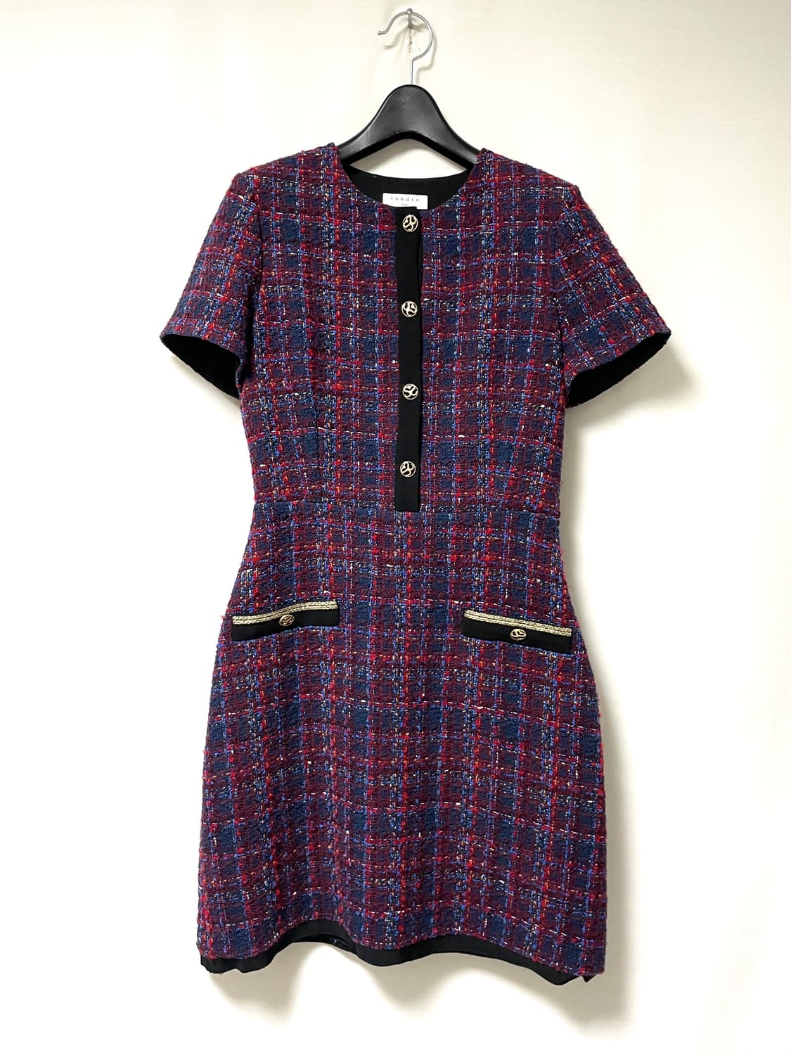 sandro 산드로 여성 트위드 반팔 원피스 36 _ 퍼플 상품이미지2