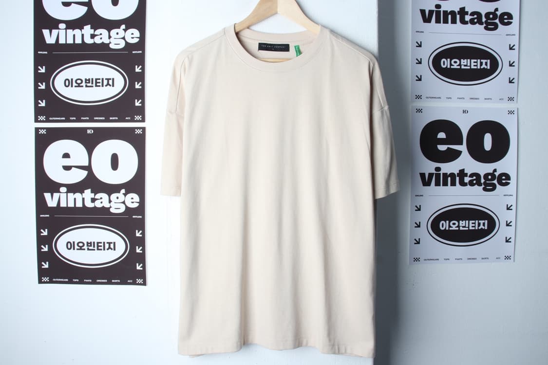 (L-XL) 더니트컴퍼니 반팔 티셔츠 오버핏 베이지 무지-H3H33852 상품이미지2