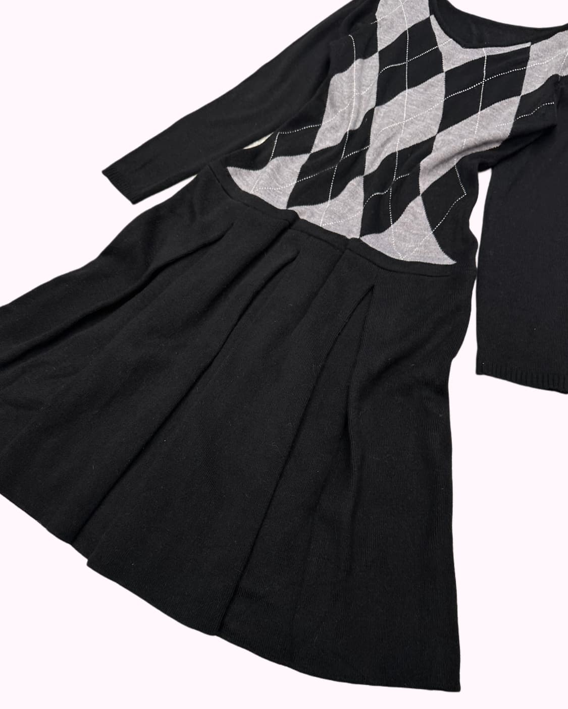 argyle knit v-neck dress 상품이미지3