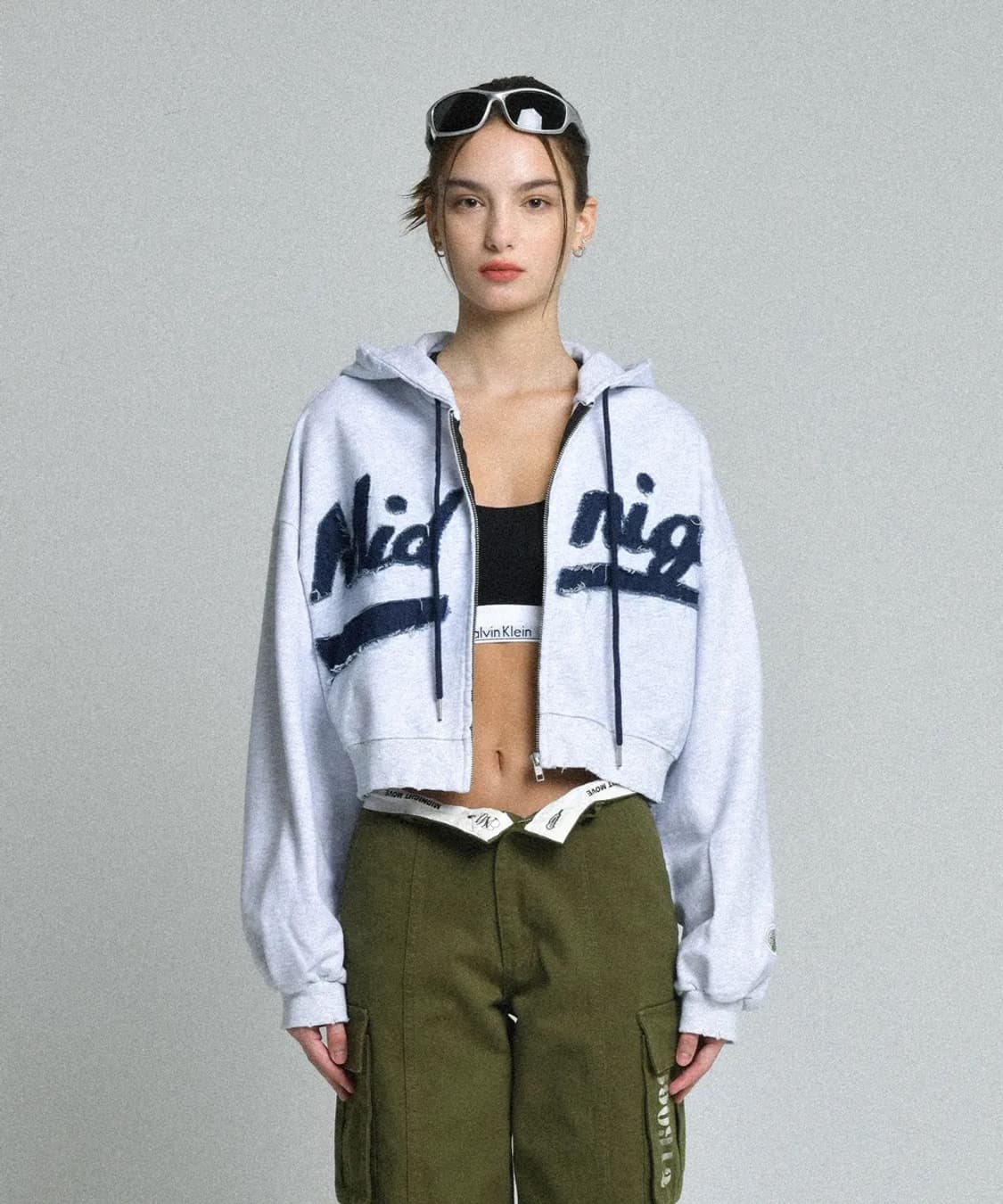 미드나잇무브 데미지 후드집업 자켓 그레이 상품이미지3