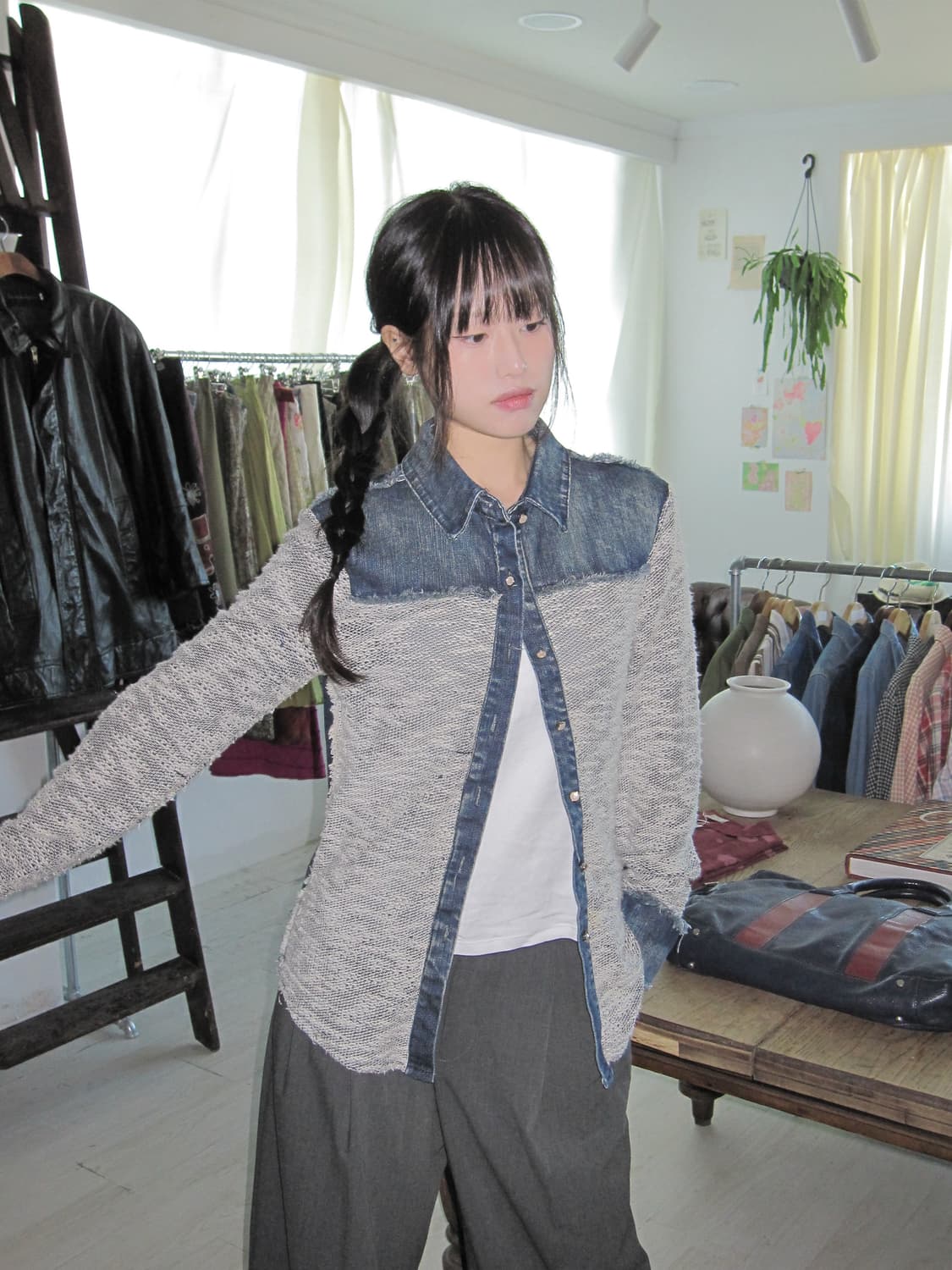 이태리 데님 디테일 셔츠 상품이미지2