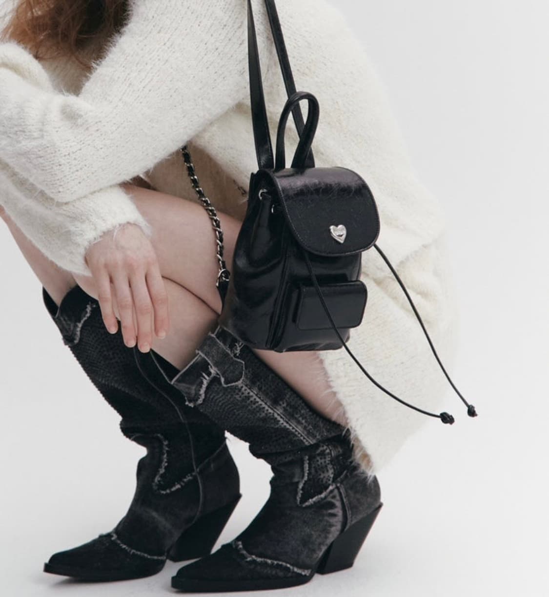 [NOIRNINE] Bébé Chain Leather Backpack 상품이미지1