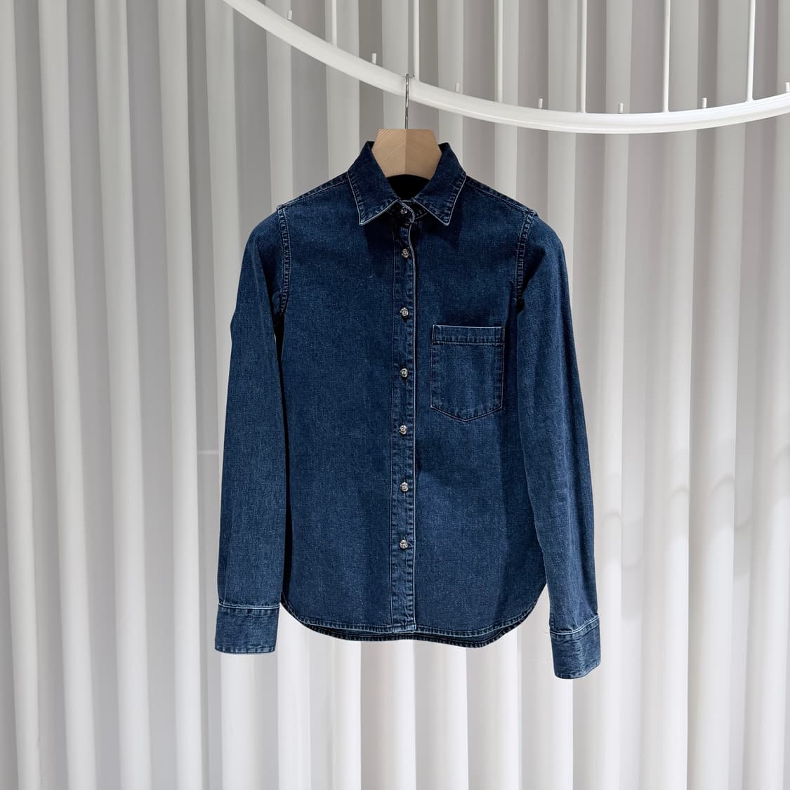 (A+/S) / 크롬하츠 크로스 레더 패치 데님 셔츠 자켓 상품이미지1