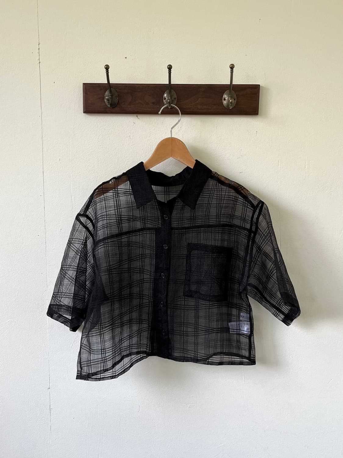 forksy 시스루 크롭 셔츠 상품이미지1