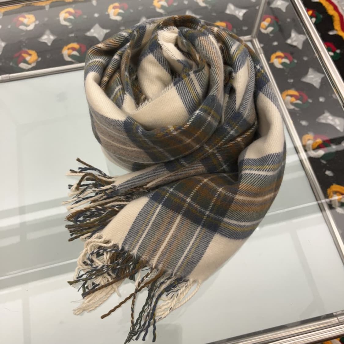 얼모스트 블루 폭닥 플란넬 체크 목도리 머플러 C07108 상품이미지3