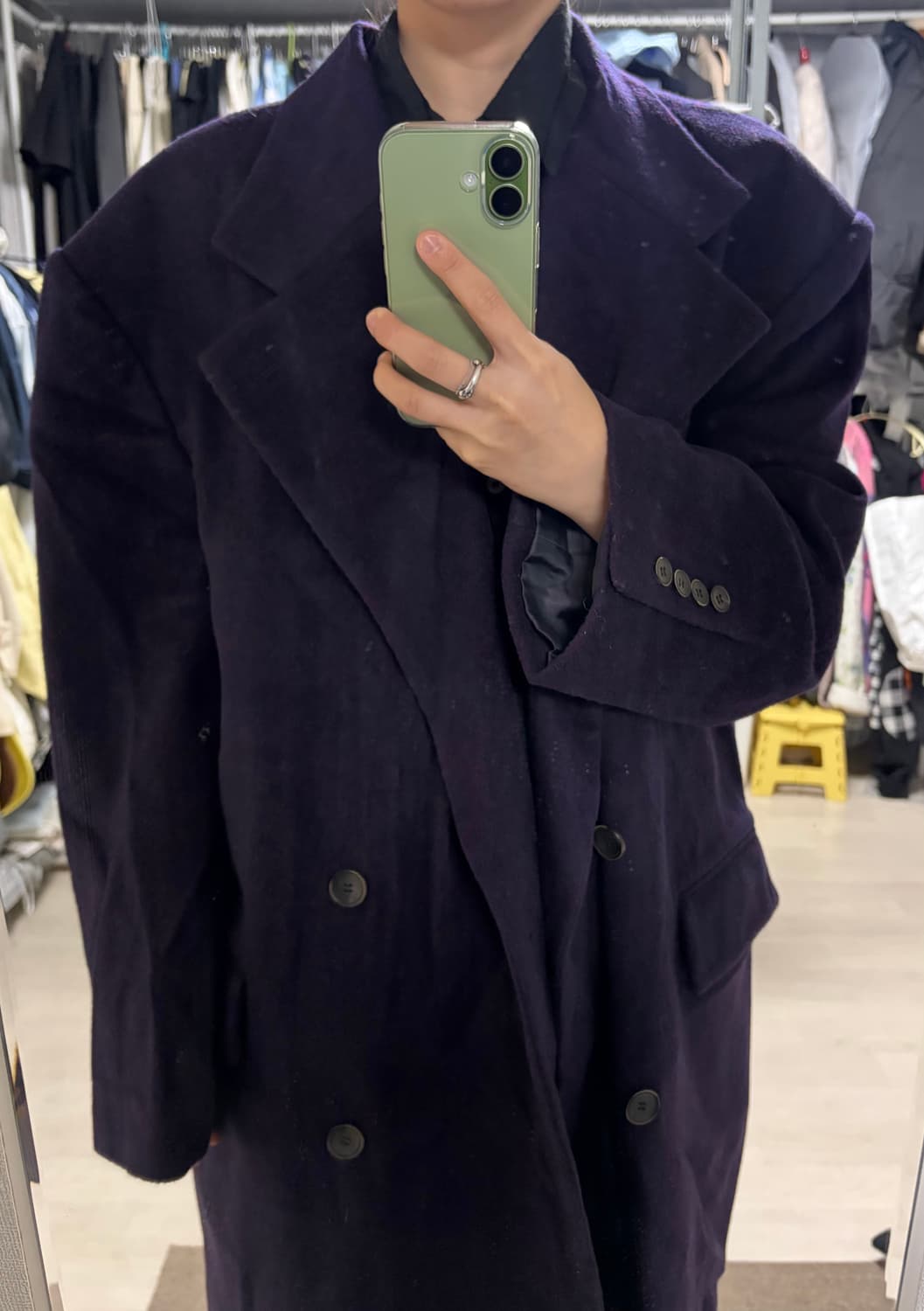 인스턴트펑크 오버핏 더블 롱코트 퍼플 상품이미지3