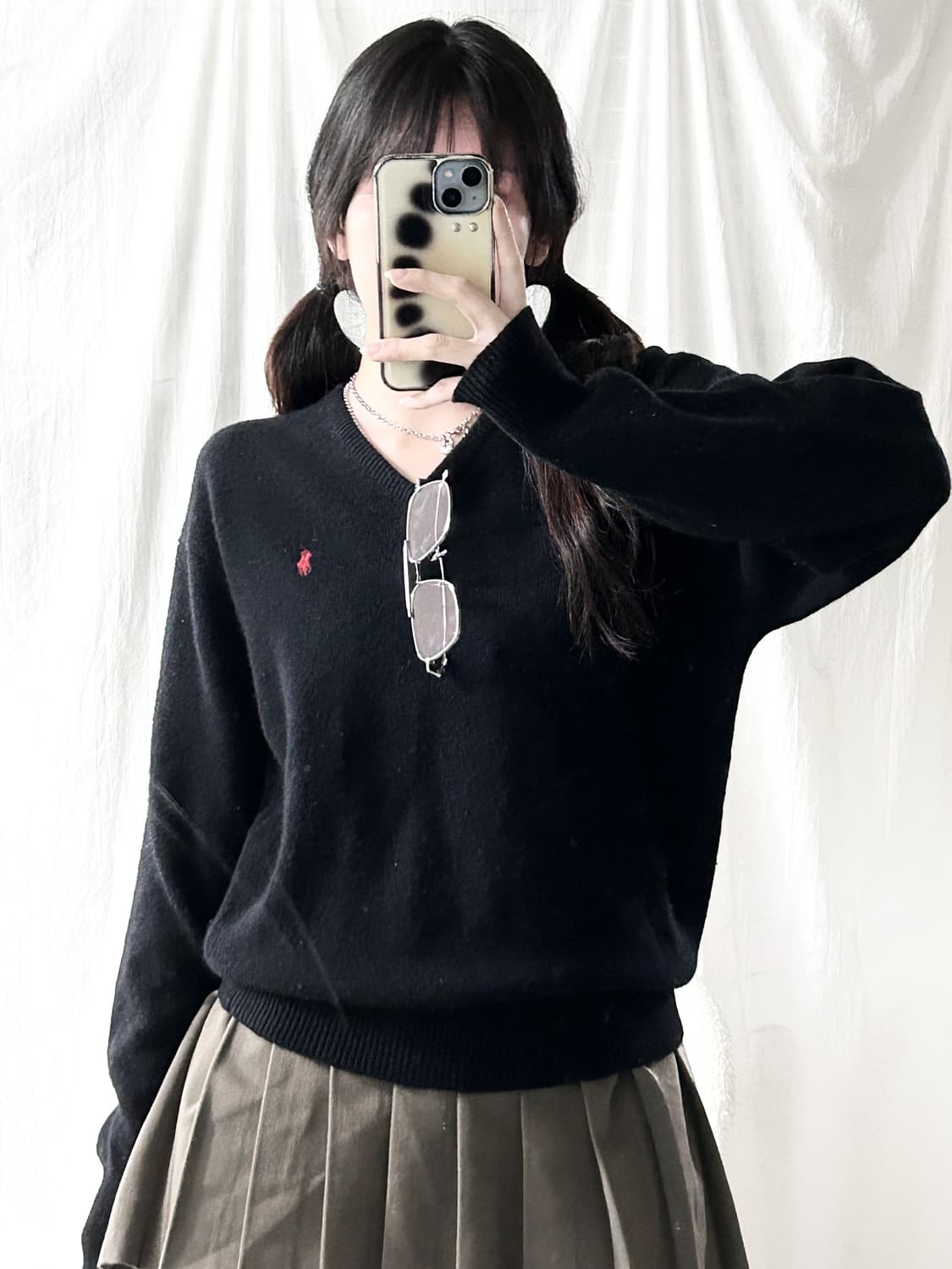 폴로 블랙 램스울 브이넥니트 상품이미지3