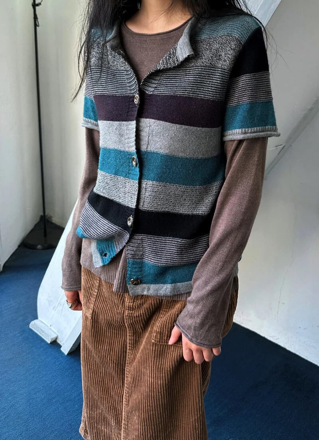 Panel design knit cardigan top 상품이미지7