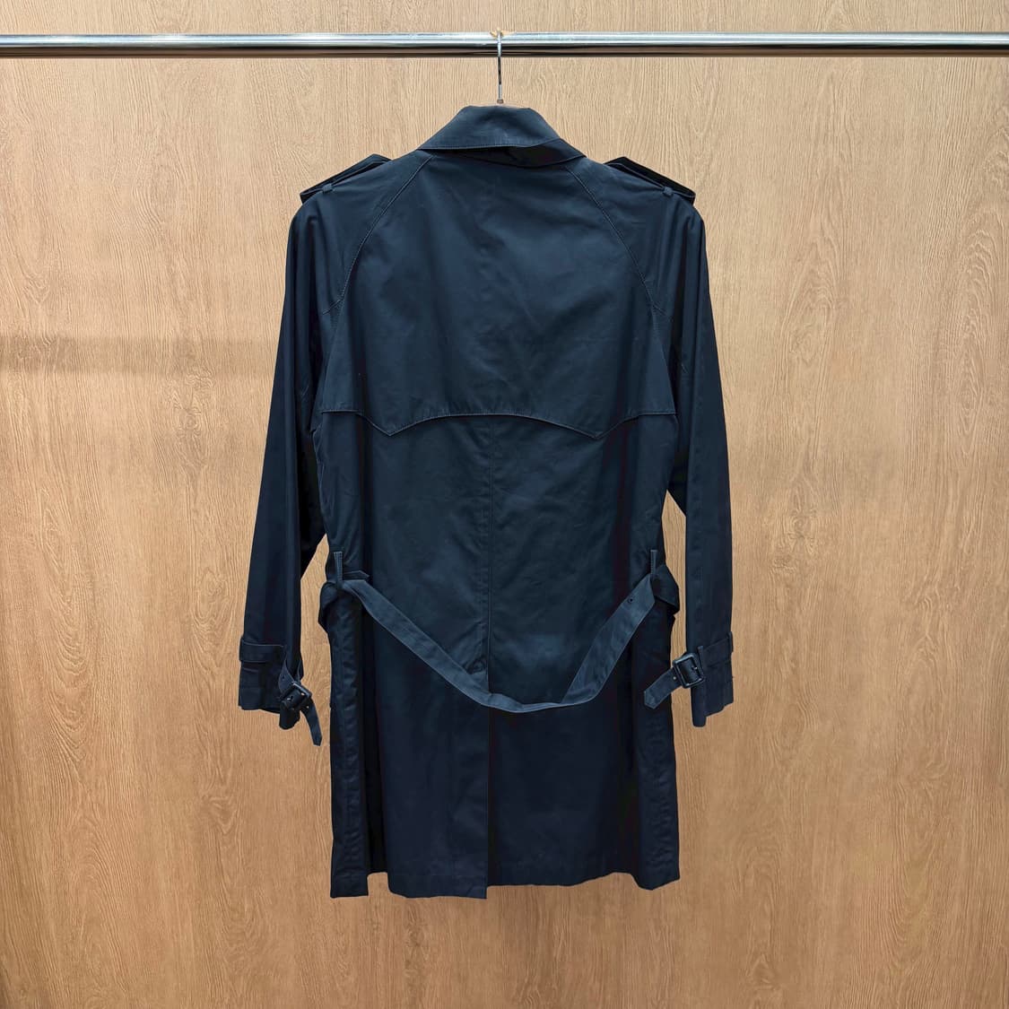 폴스미스 PS 싱글 트렌치 코트 스트라이프 안감 허리 벨트 디테일 블랙 상품이미지3