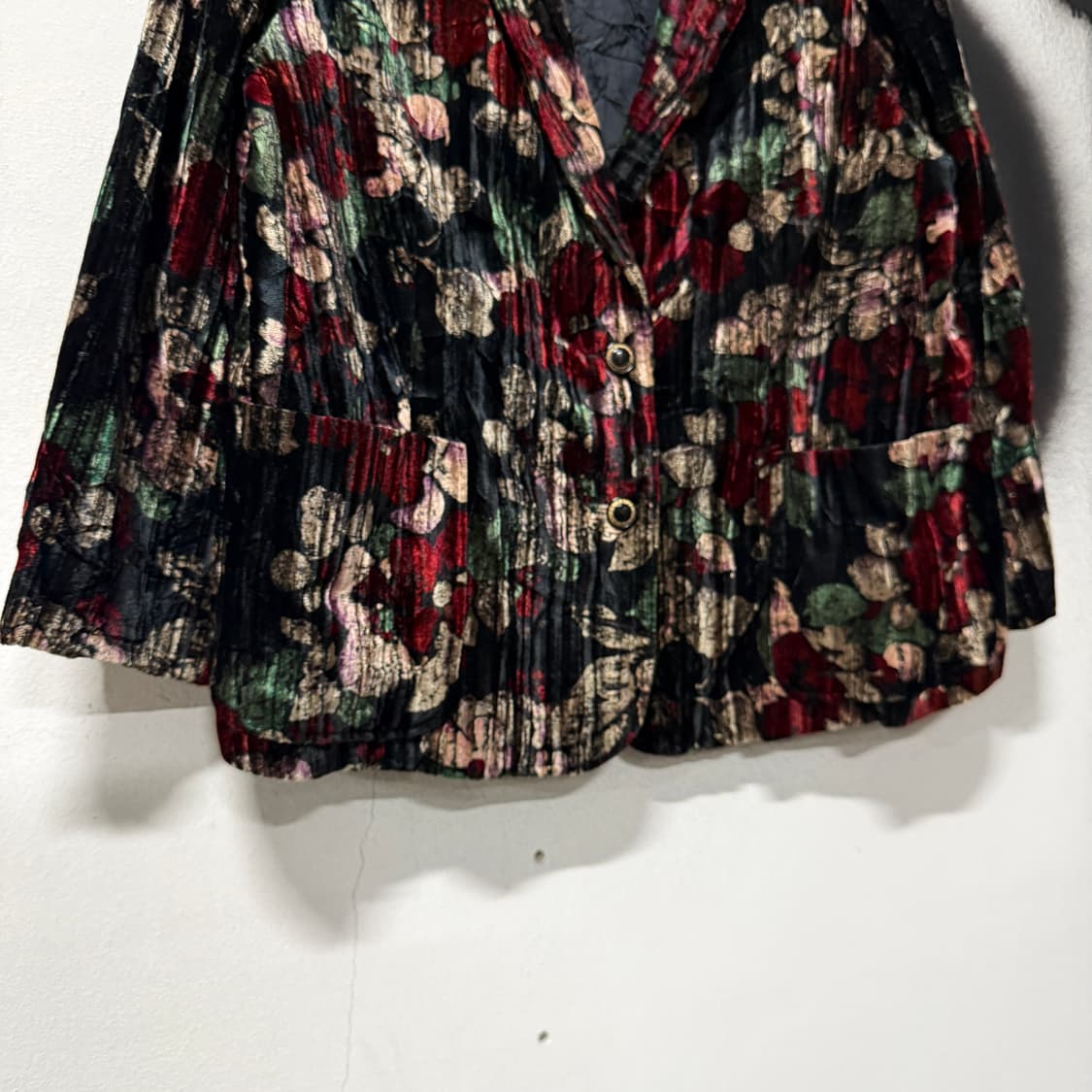 VTG 빈티지 플라워 자카드 패턴 벨벳 싱글 블레이저 자켓 상품이미지4