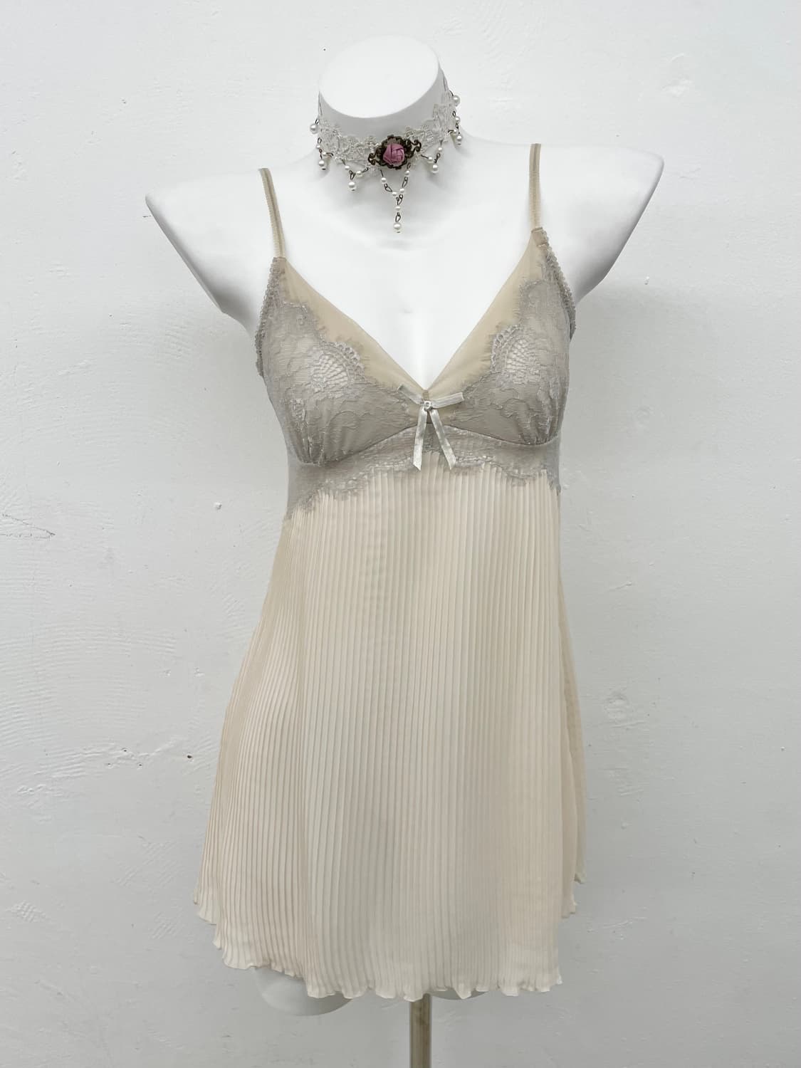 시어 레이스 리본 슬립 상품이미지1