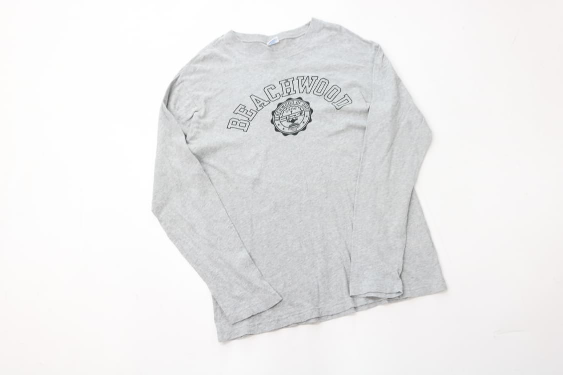 챔피온 빈티지 비치우드 칼리지 프린트 그레이 긴팔 티셔츠 (XL) 상품이미지2