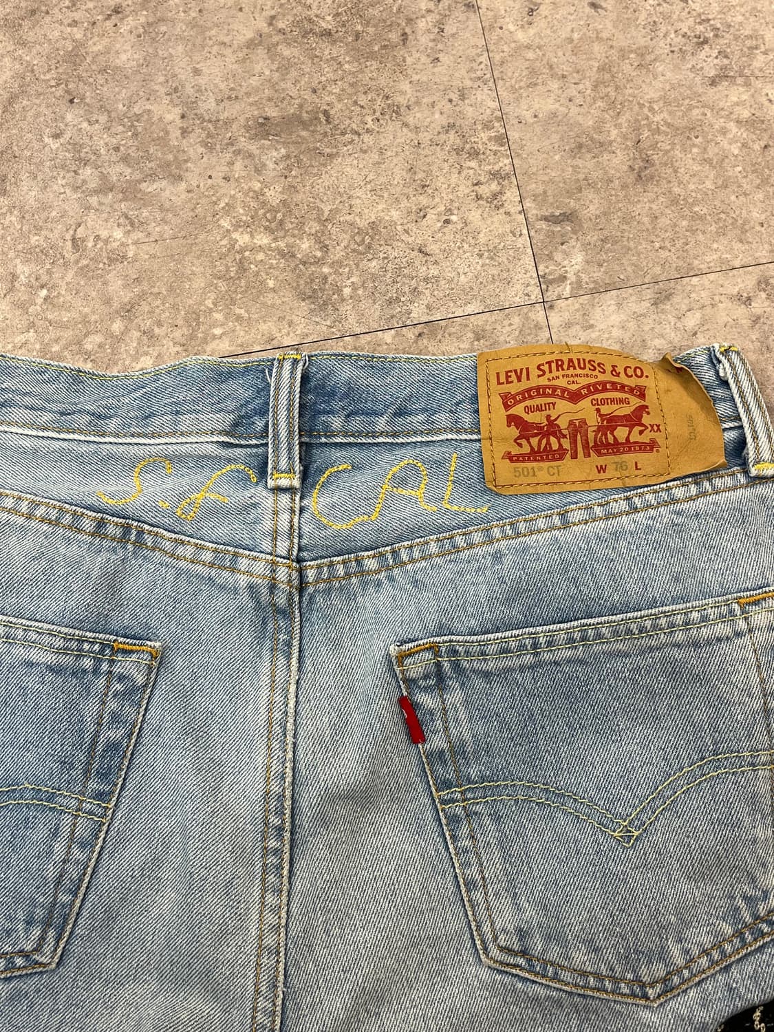 리바이스 501 CT 자수 하프 데님 팬츠 W30 #csz1834 상품이미지5