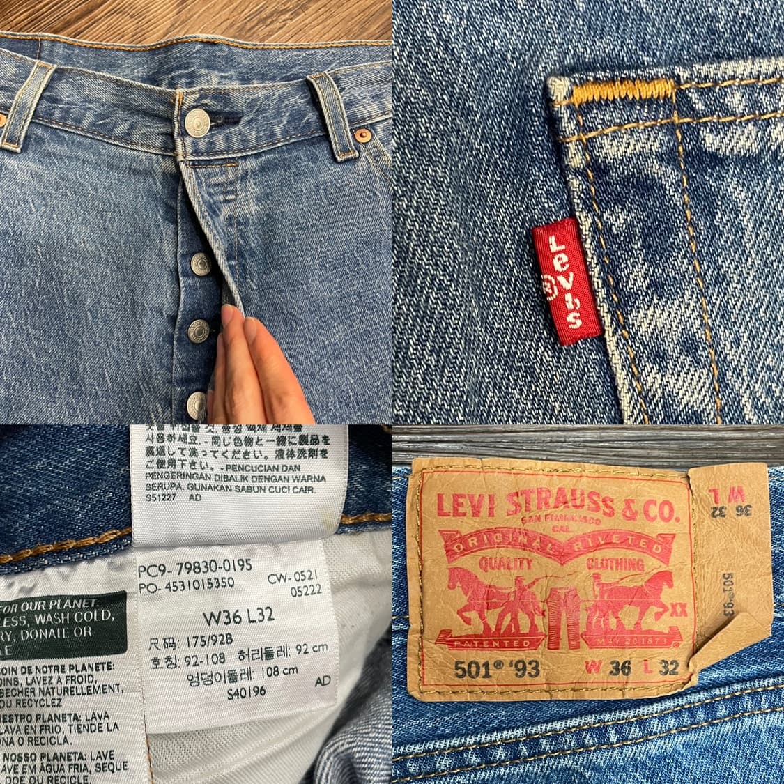 리바이스 501 1993 오리지널 스트레이트 핏 데님 팬츠 상품이미지6