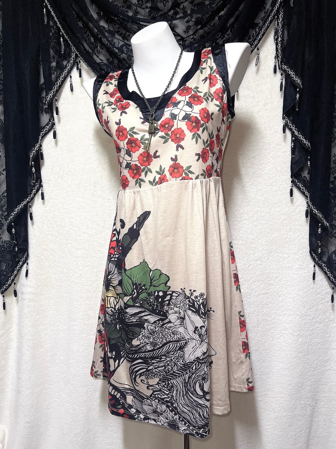 오리엔탈 중티 차이나 동양풍 핀터 플라워패턴 나시원피스 갸루 빈티지 상품이미지5