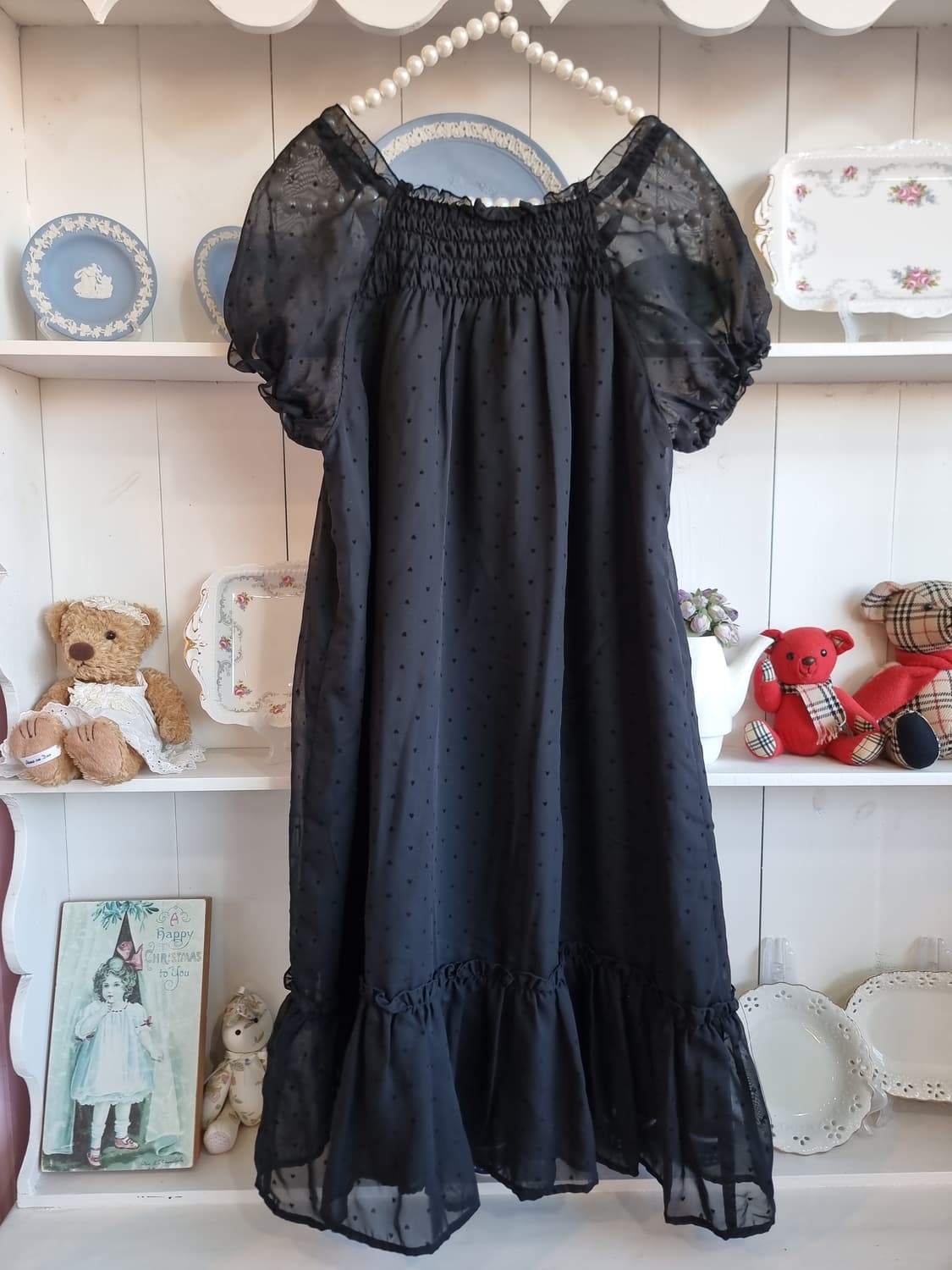 블랙 도트 쉬폰 원피스 상품이미지5