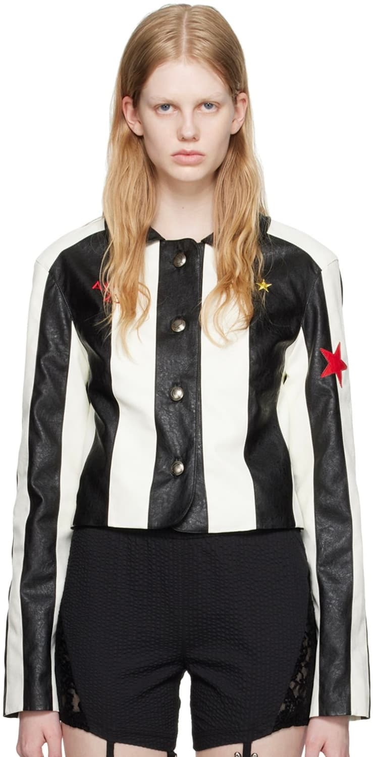 앤더슨벨 알레산드로 스트라이프 레더 자켓 상품이미지2