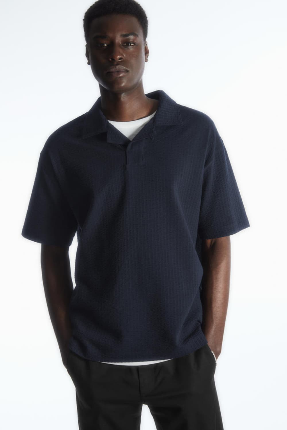 Cos 코스 캠프 카라 시어서커 코튼  PK 반팔 티셔츠 상품이미지2