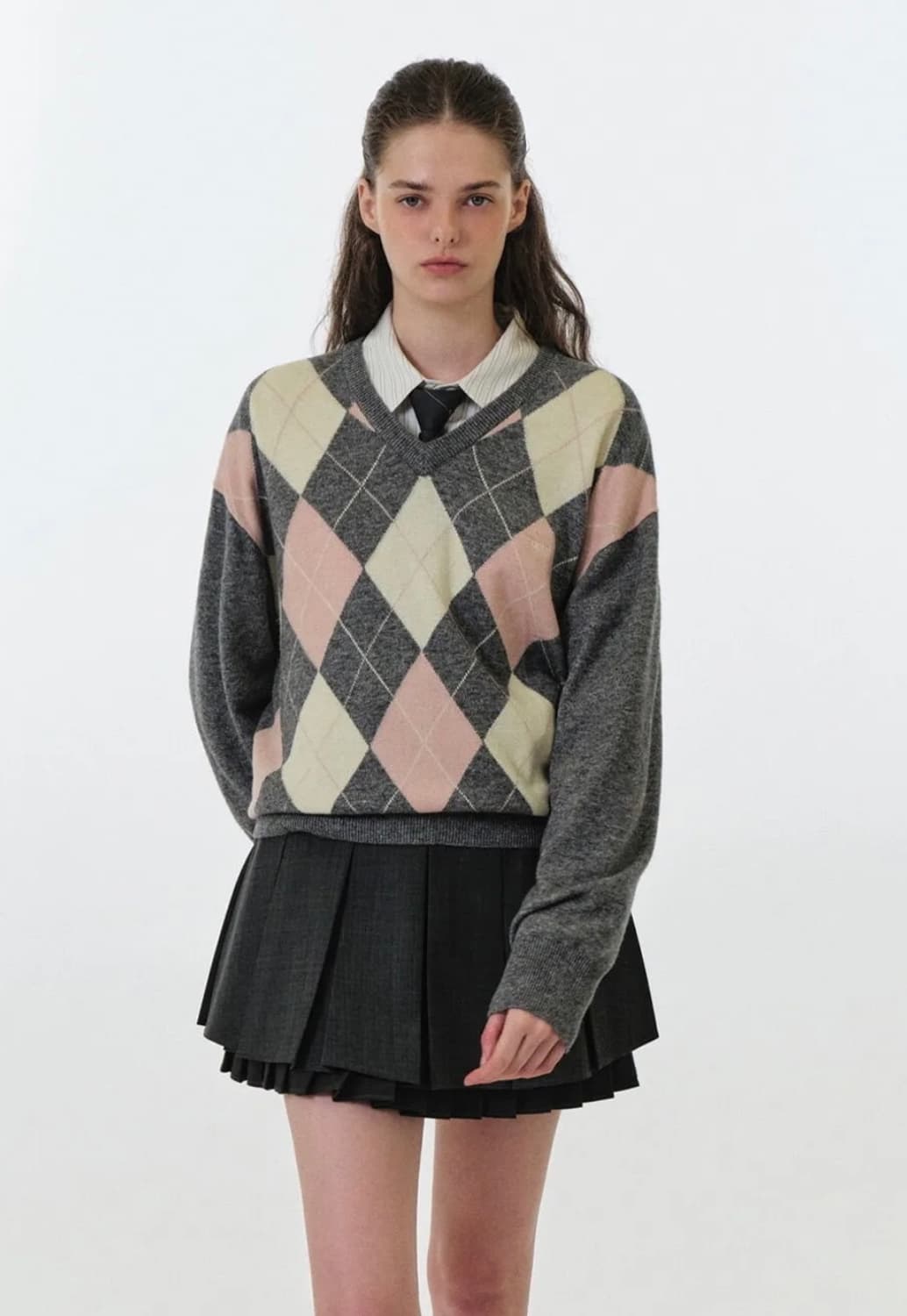 그로브 아가일 니트 Grove momo agaile knit 상품이미지1