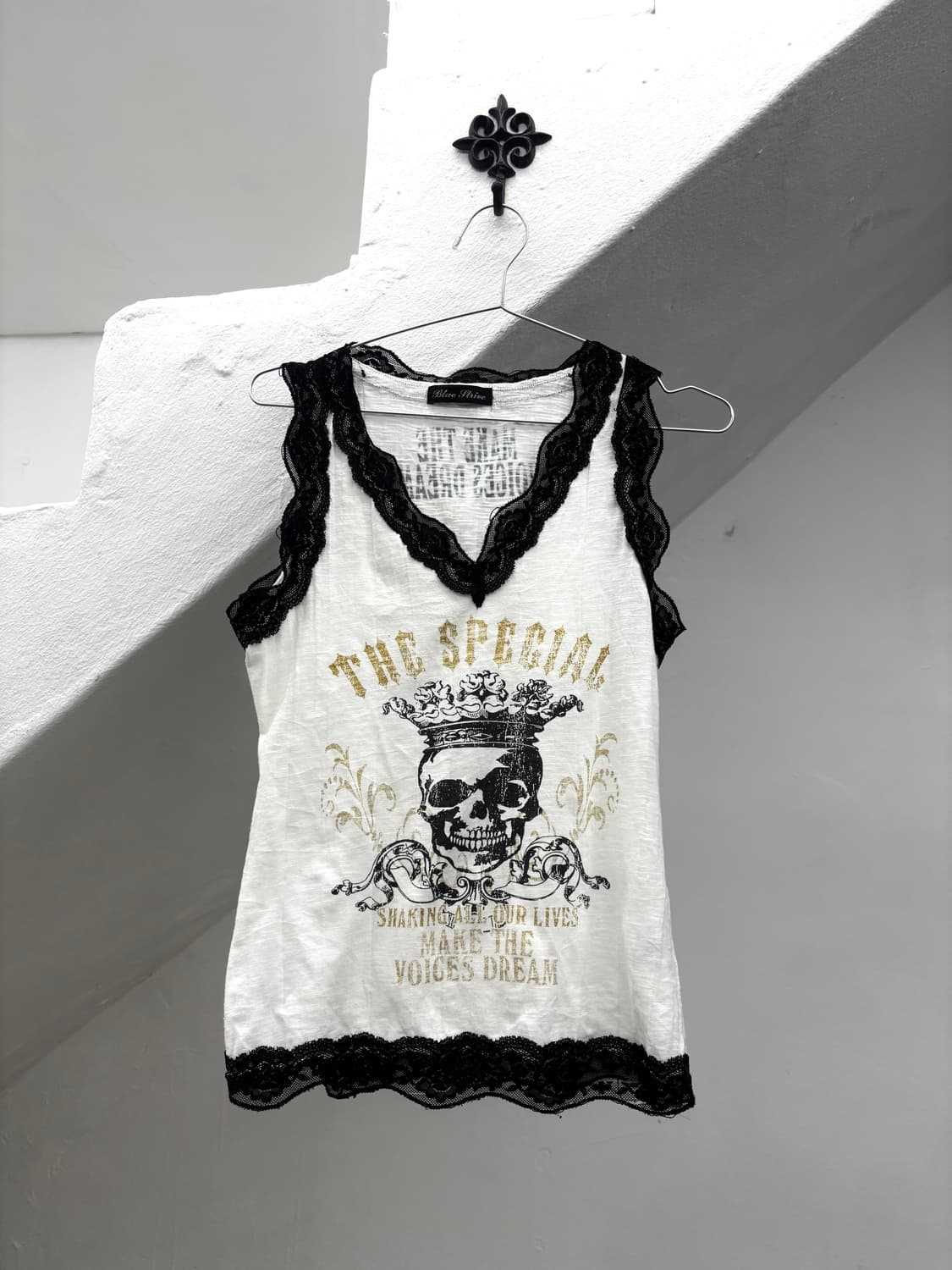 Blue strive skull lace sleeveless top   상품이미지1