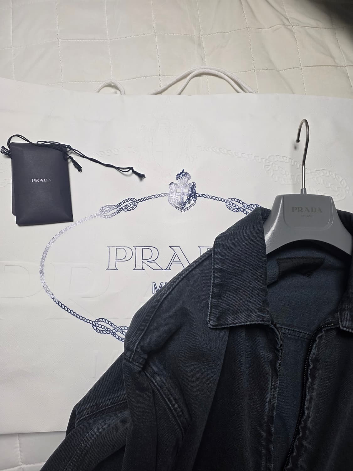 프라다 블루종 데님 자켓 옵시디언 L 상품이미지2