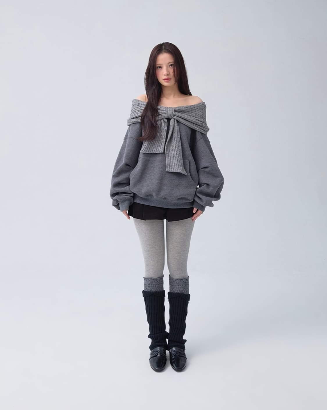 [새상품] 더티스 투웨이 리본 숄 후드 오프숄더 후디 상품이미지2