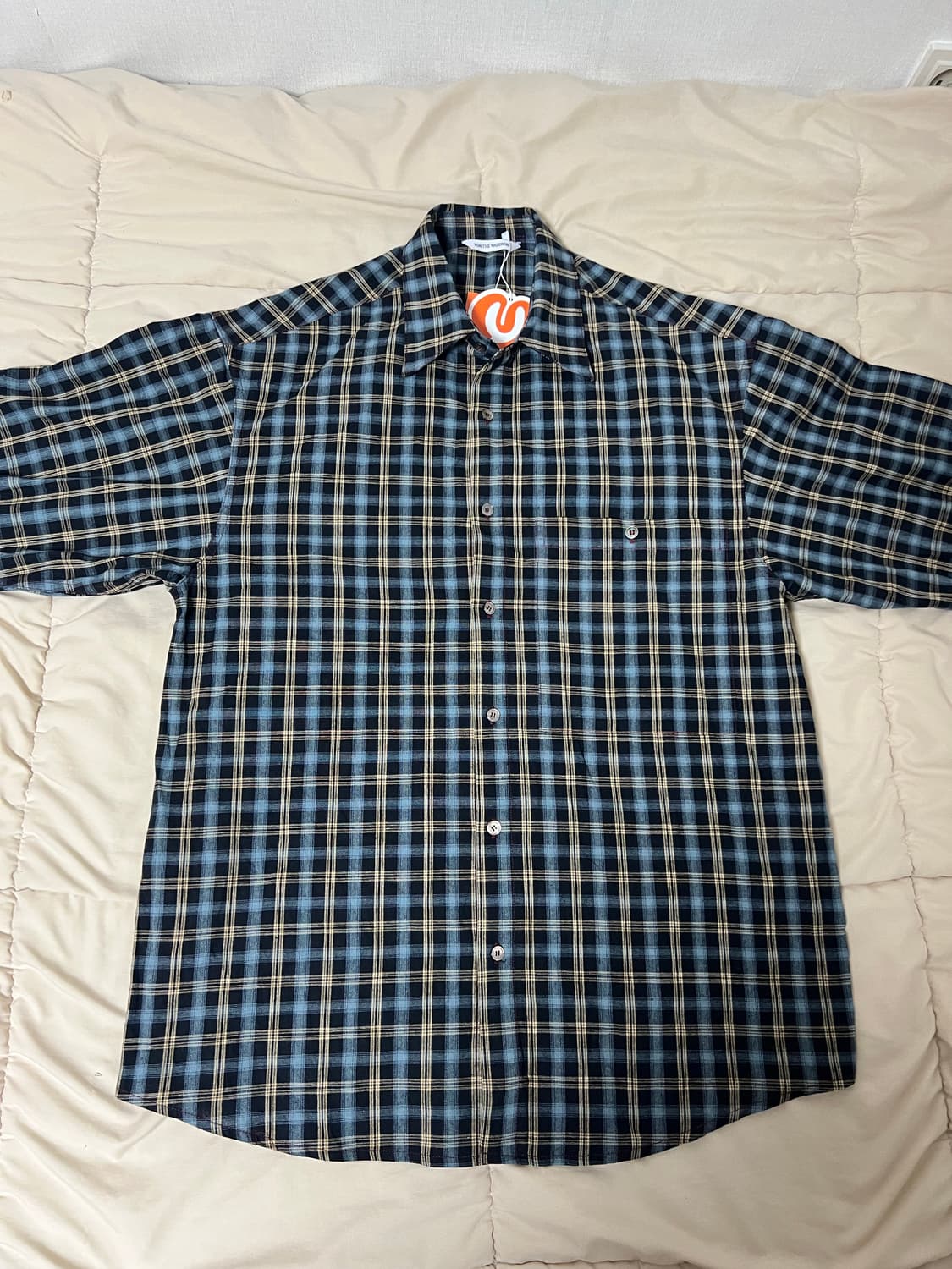 메이커스 코튼 체크셔츠 네이비 상품이미지1