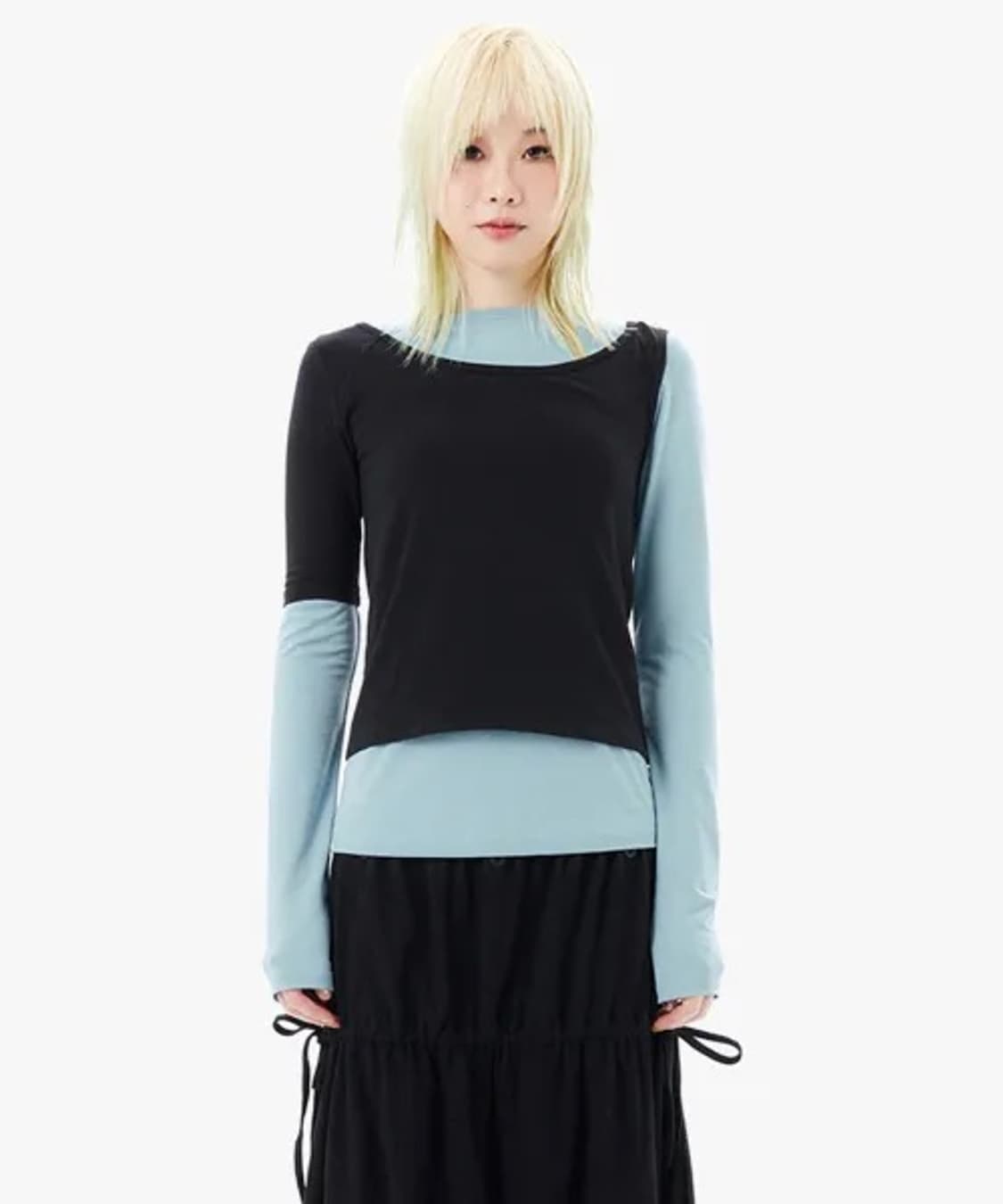 2 IN 1 LAYERED TOP / BLACK 상품이미지1