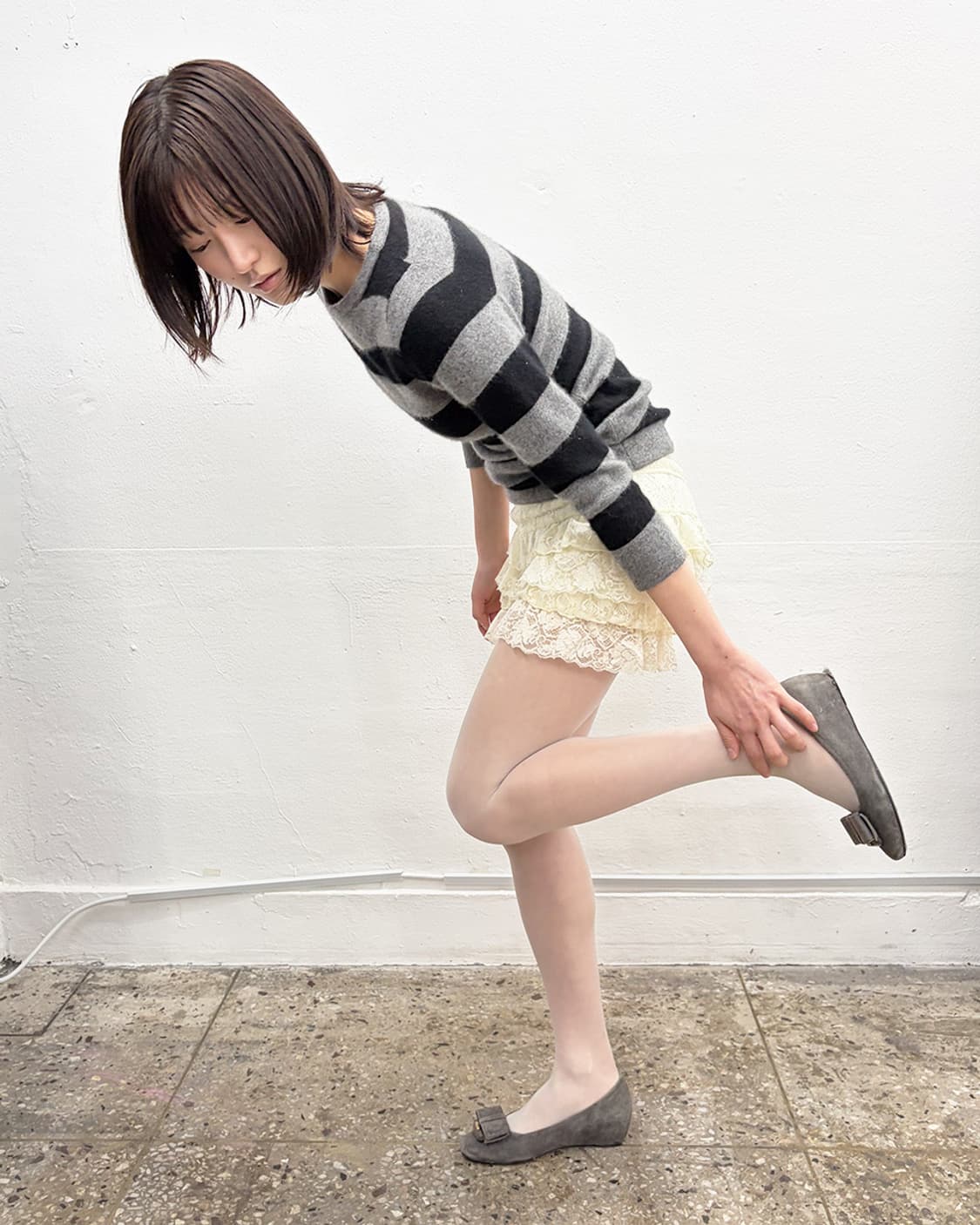 빈티지 스트라이프 패턴 캐시미어 니트 상품이미지4