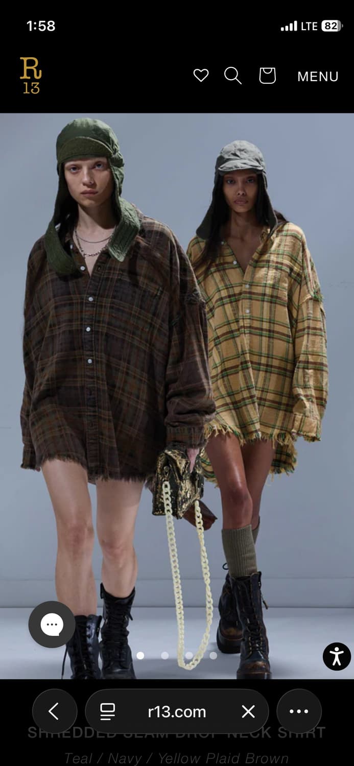 R13 슈레디드 심 셔츠 S 새상품 상품이미지1