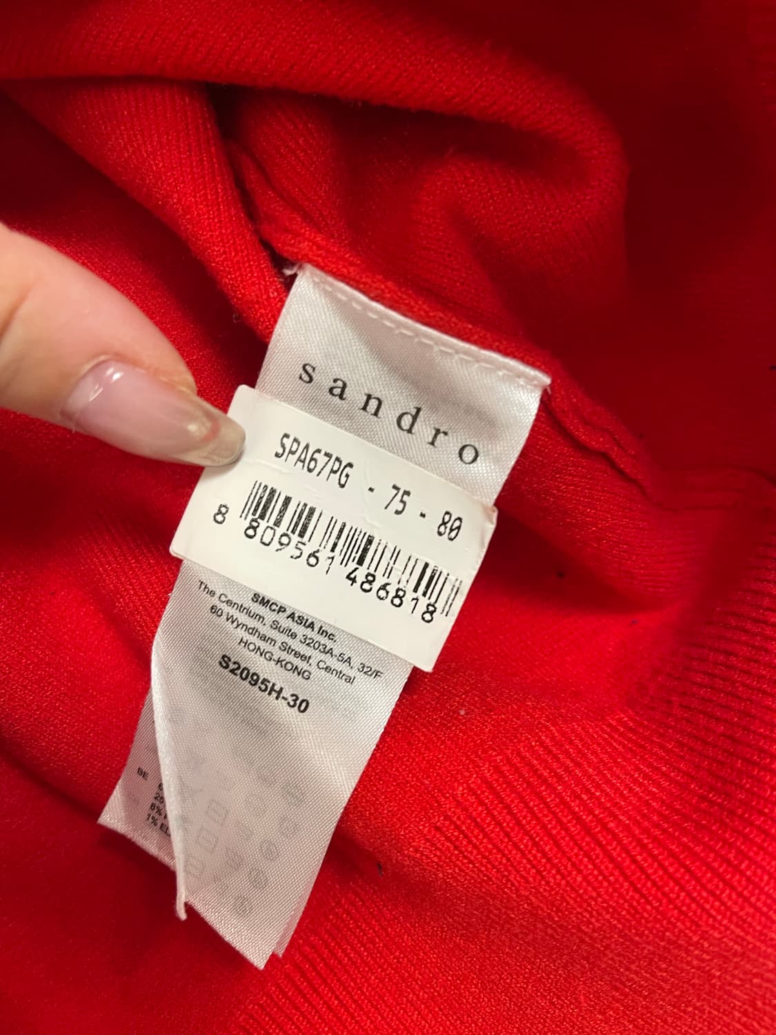 산드로 빨강/검정 배색 하프넥 니트 상품이미지3