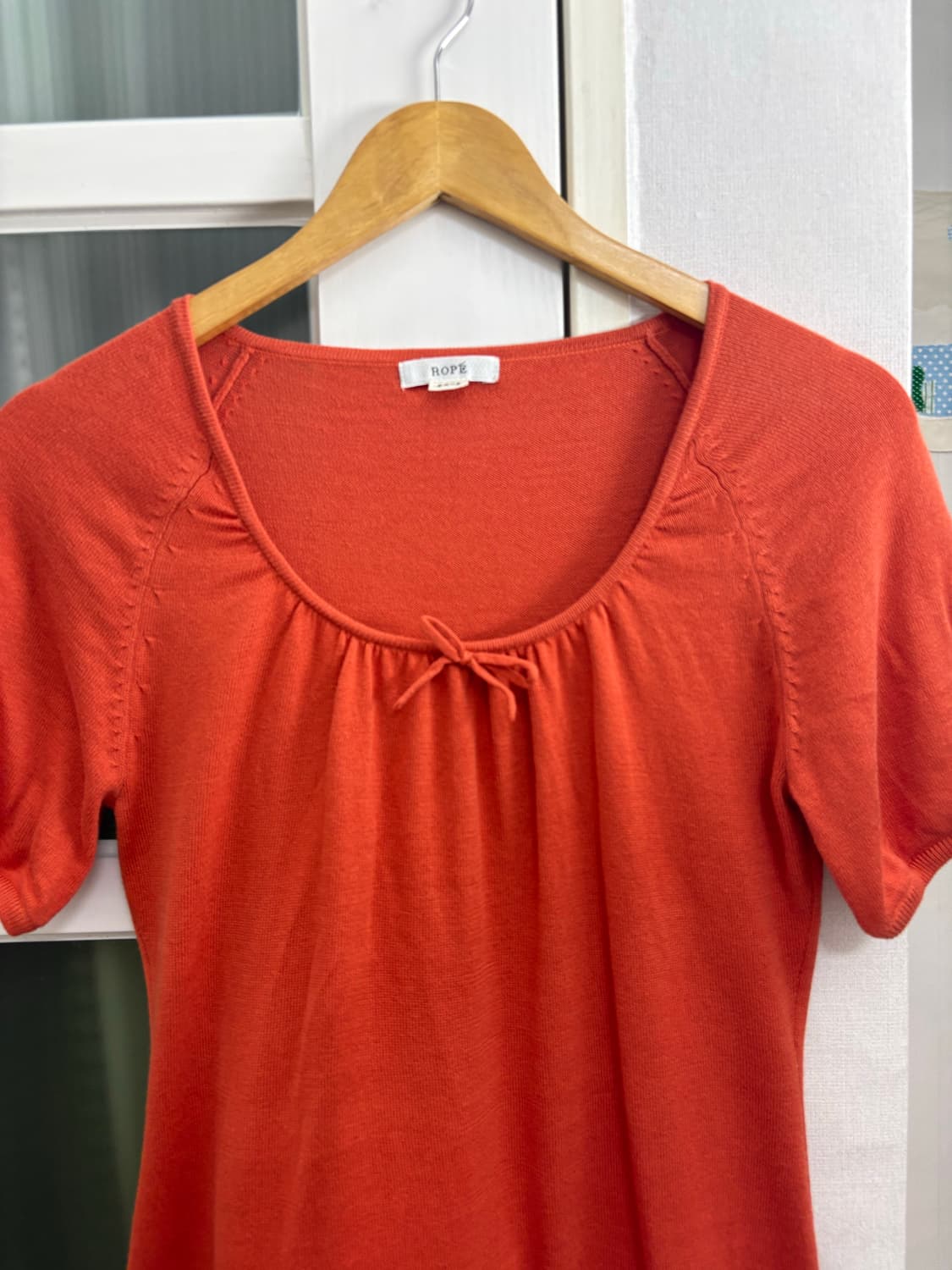 오렌지 반소매 니트 탑 상품이미지2