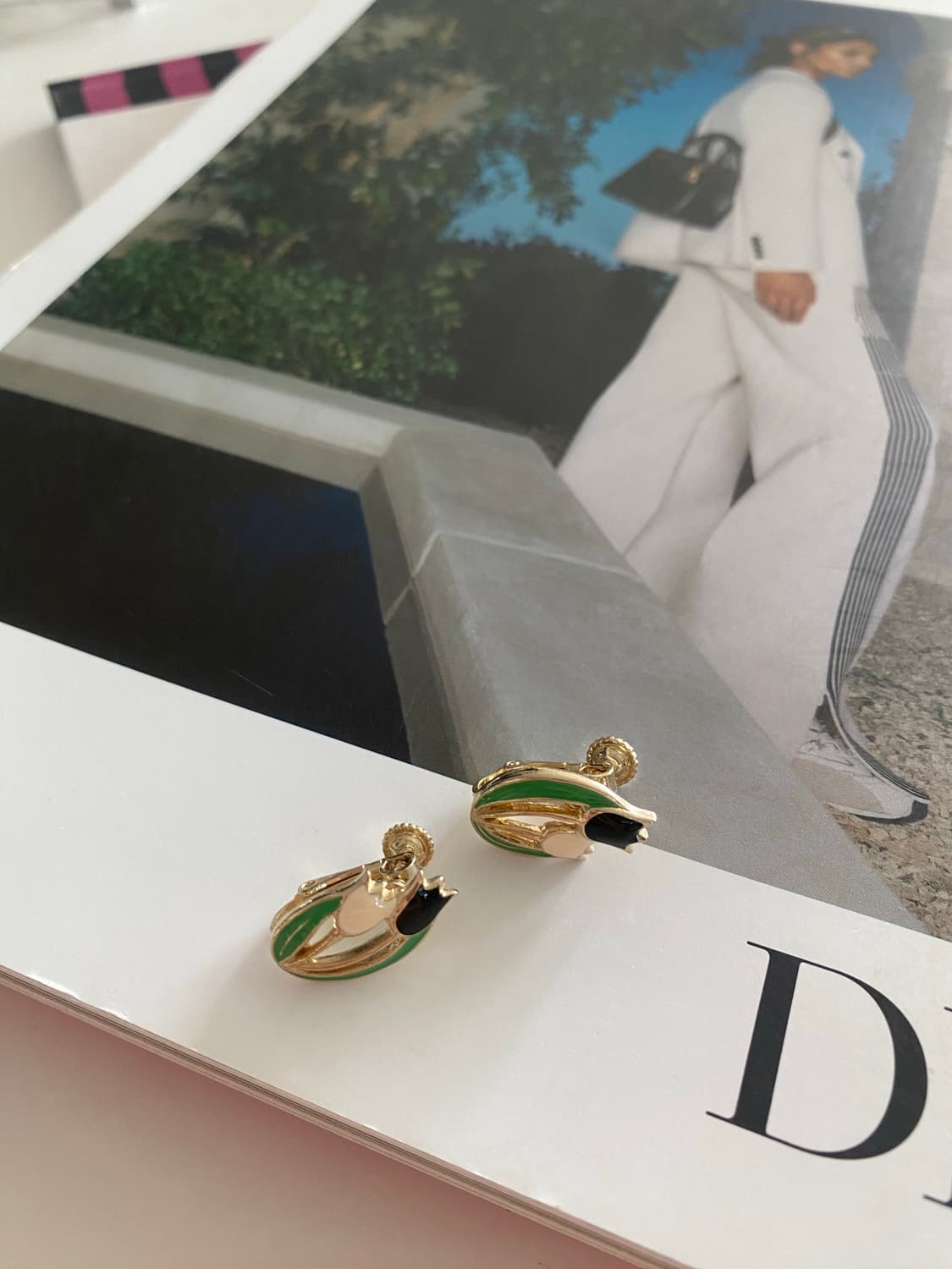 빈티지 튤립 꽃 귀찌 귀걸이 상품이미지4