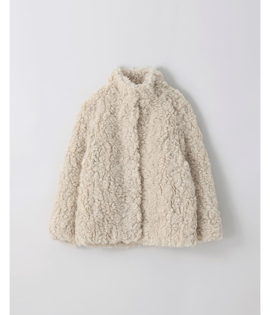 노티아 시어링 하이넥 퍼 자켓 베이지 상품이미지1