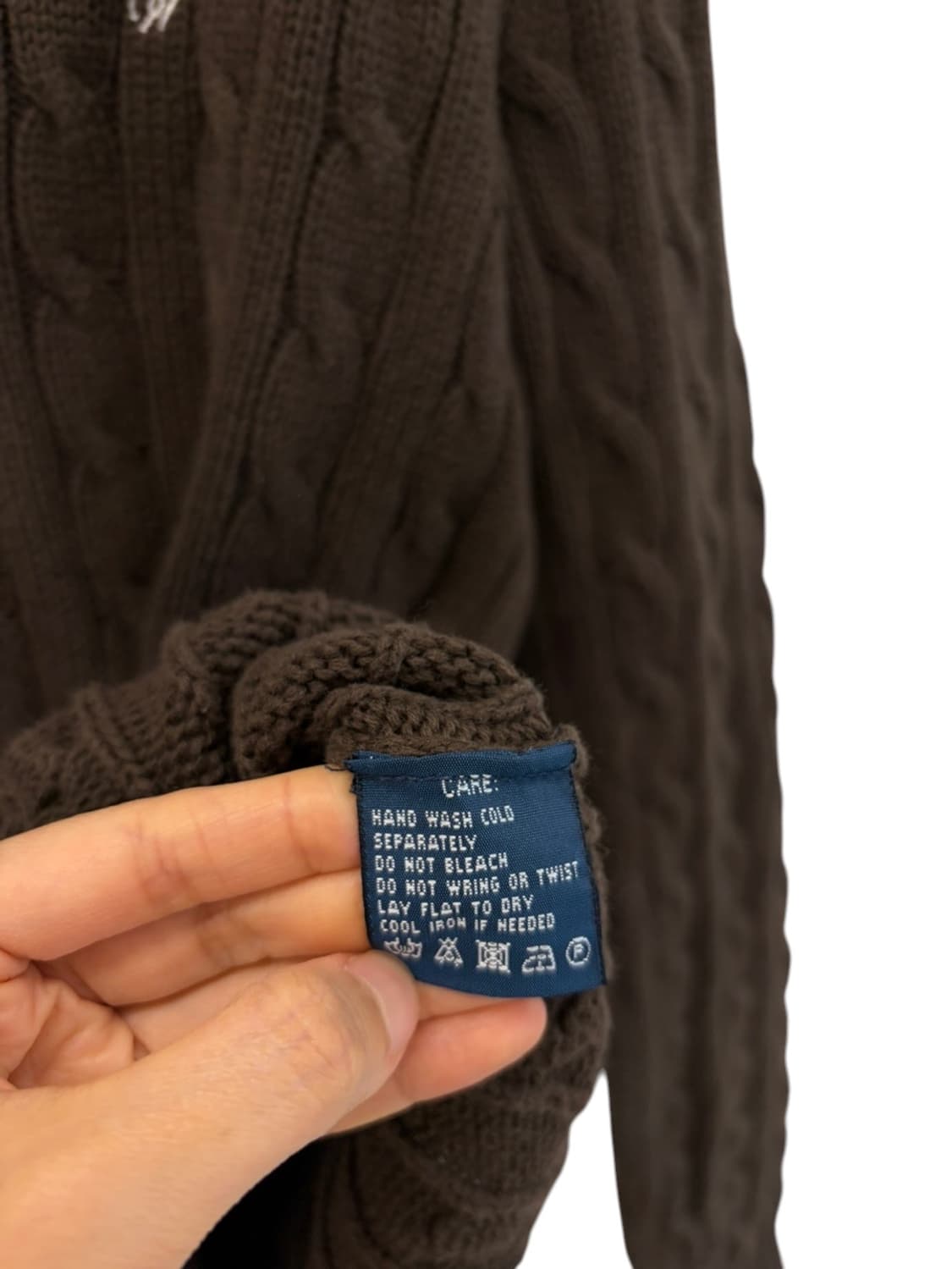 폴로 브이넥 꽈배기 케이블 니트 브라운 (여성S) 상품이미지8